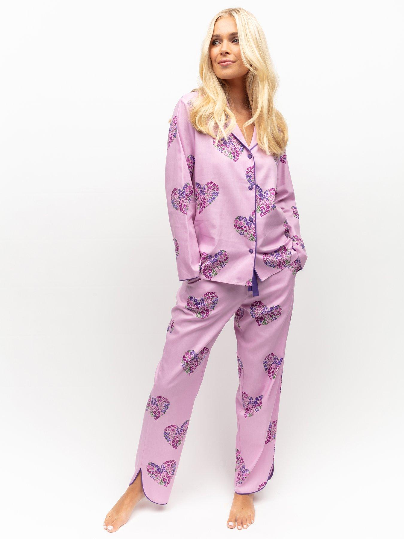 undefined Pink Jersey Heart Print Pyjama Set