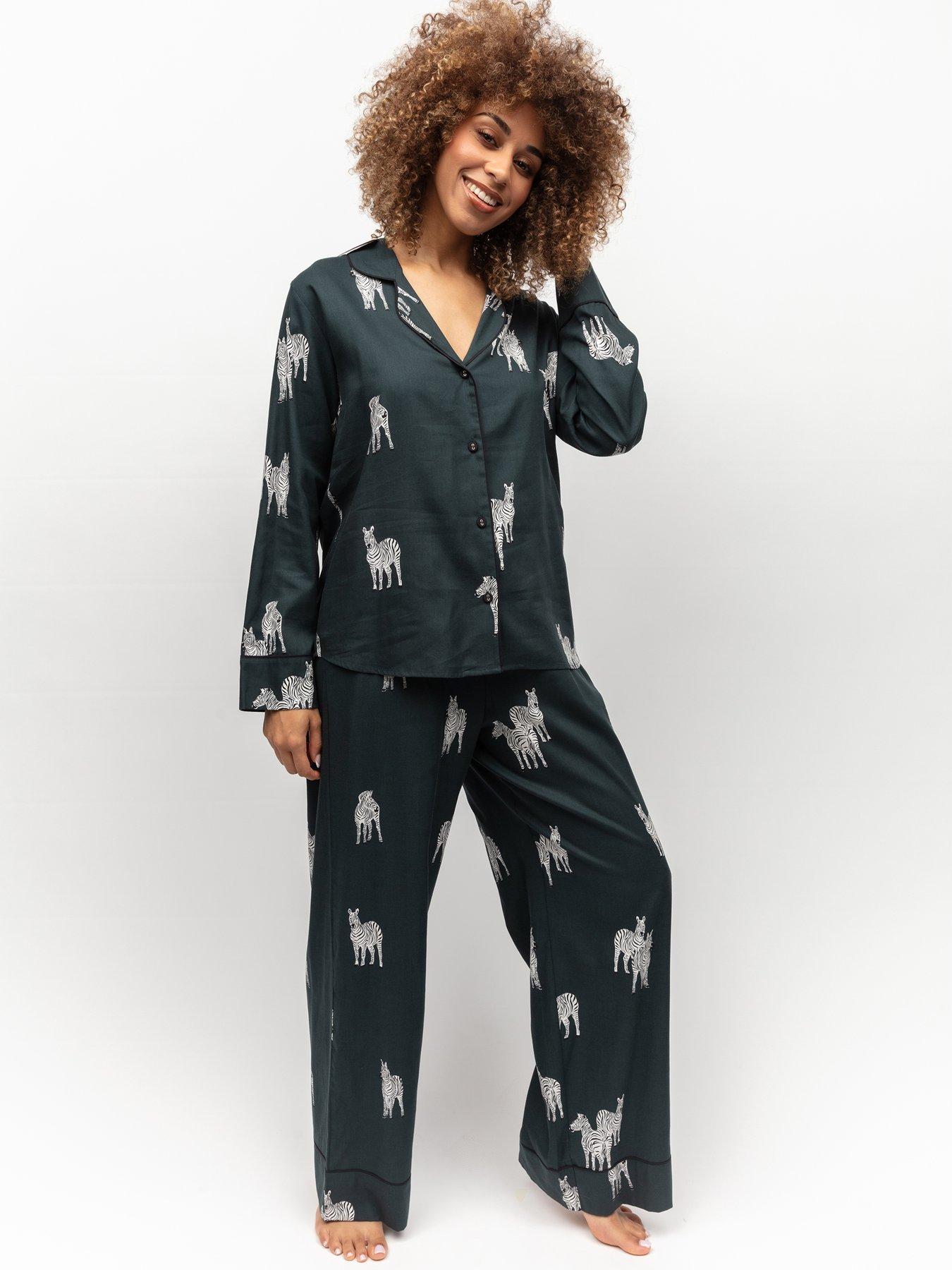 Cyberjammies Dark Blue Jersey Slouch Top & Floral Print Pyjama