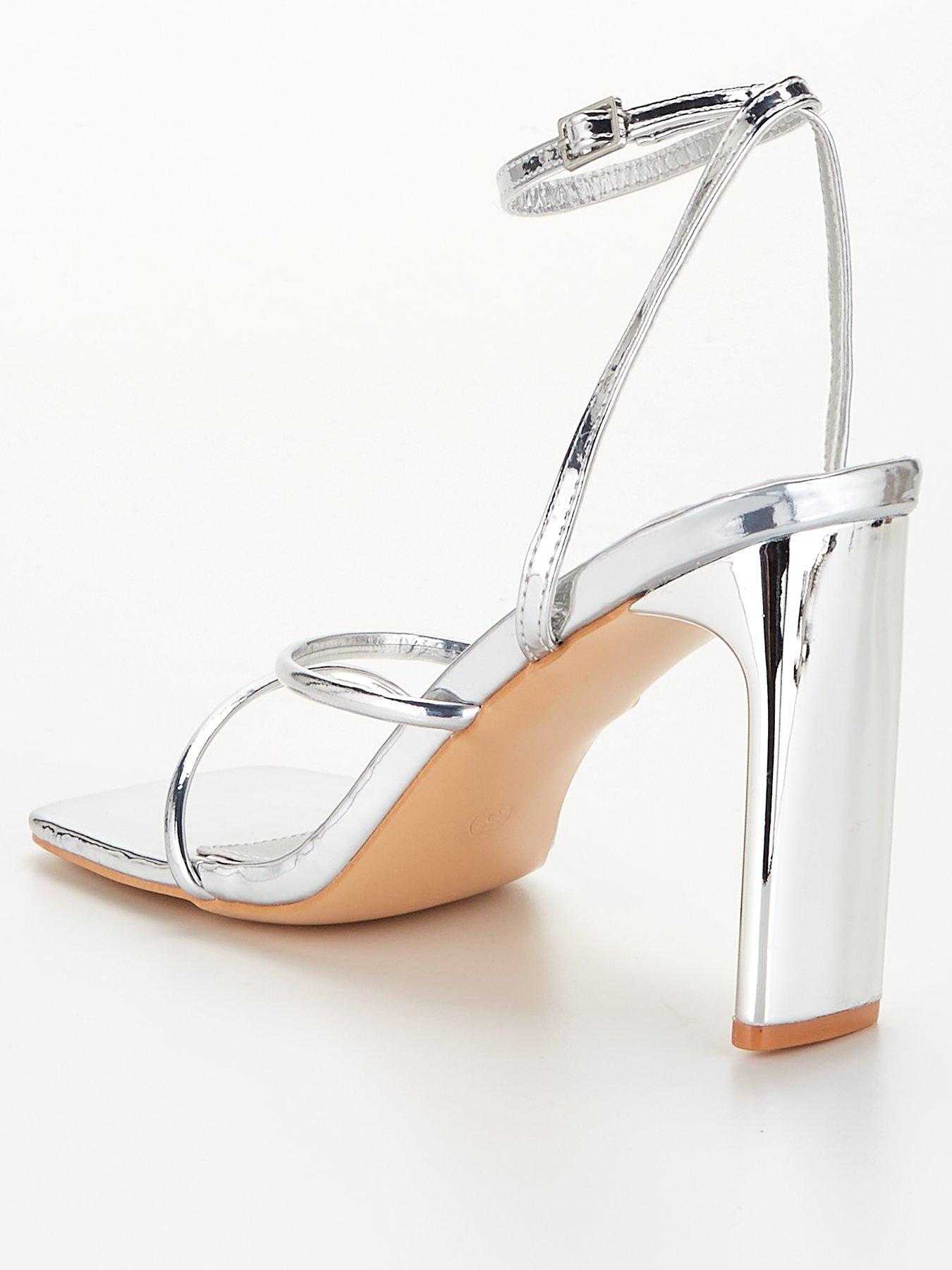 Silver high clearance heels sale