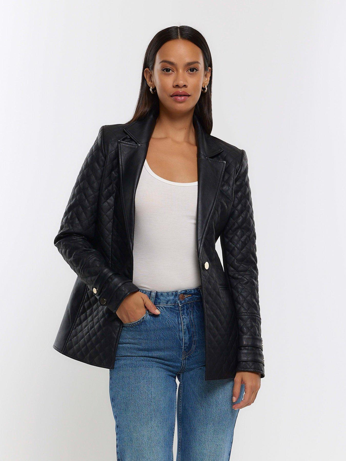 River island quilted biker jacket online