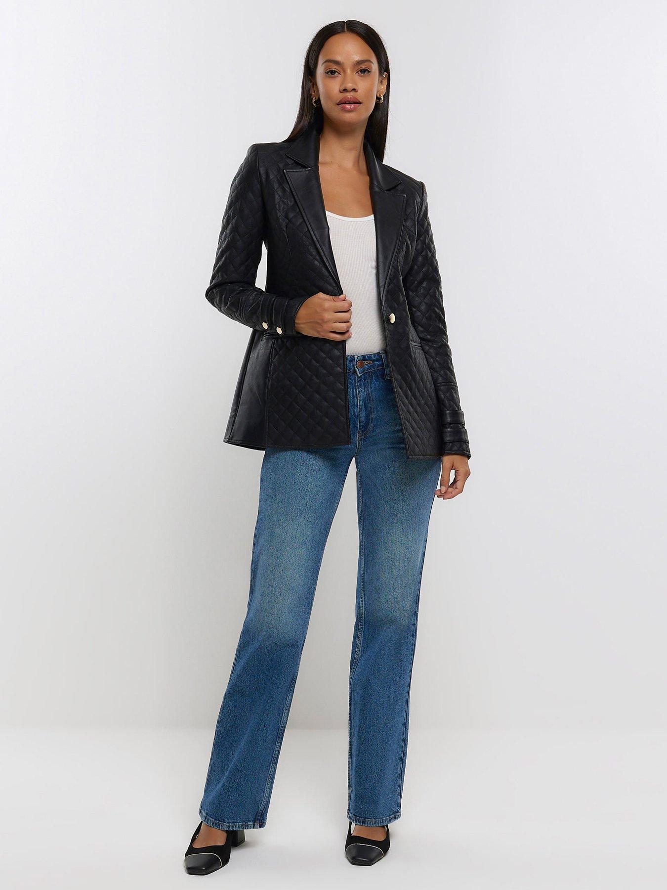 River Island Quilted Blazer Black littlewoods