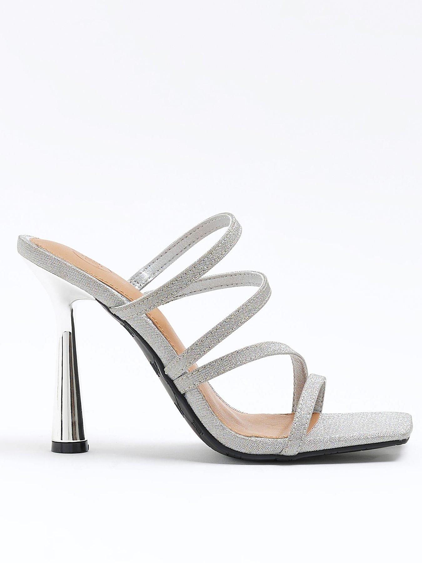 Silver high heels on sale sale