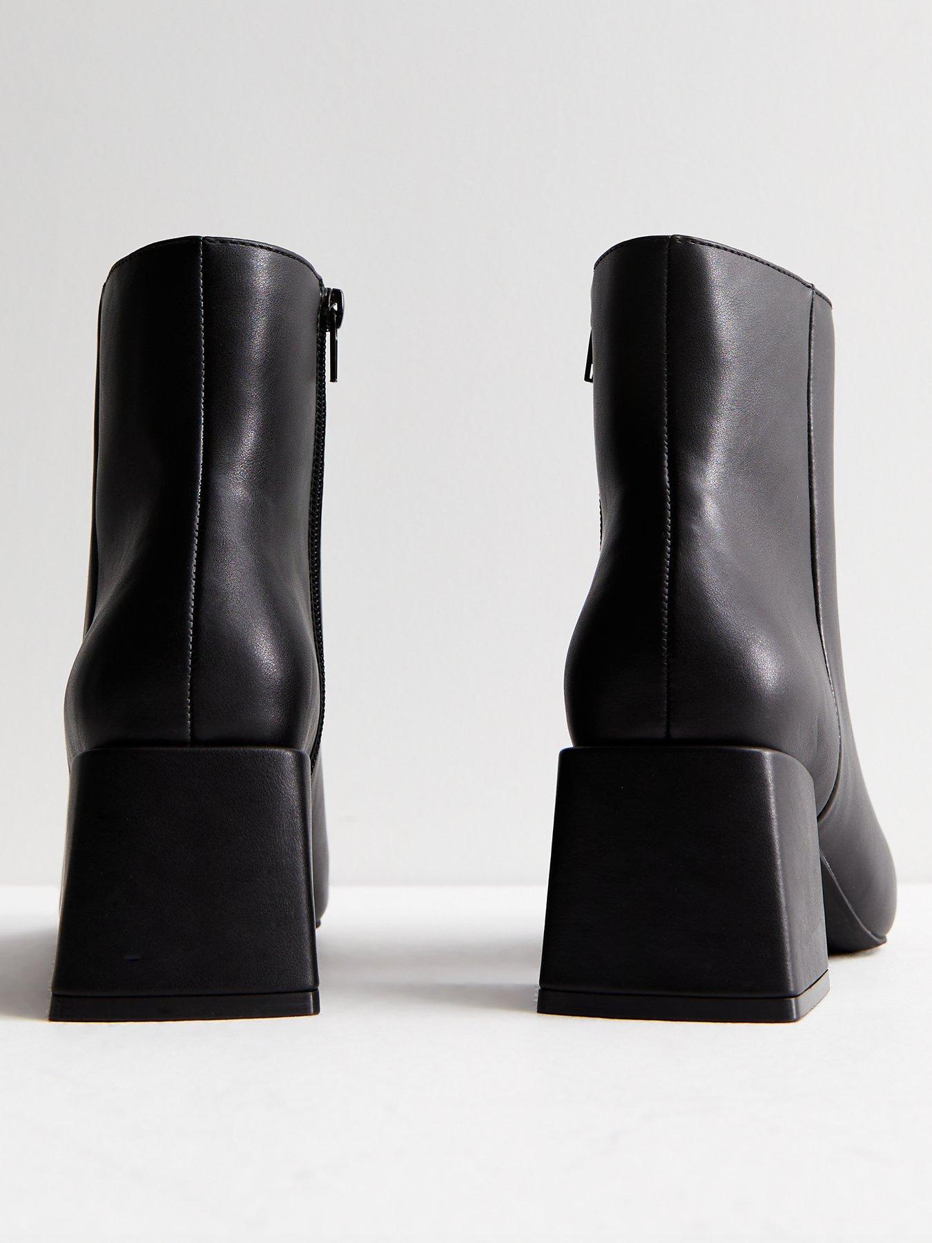 Black low block heel boots best sale