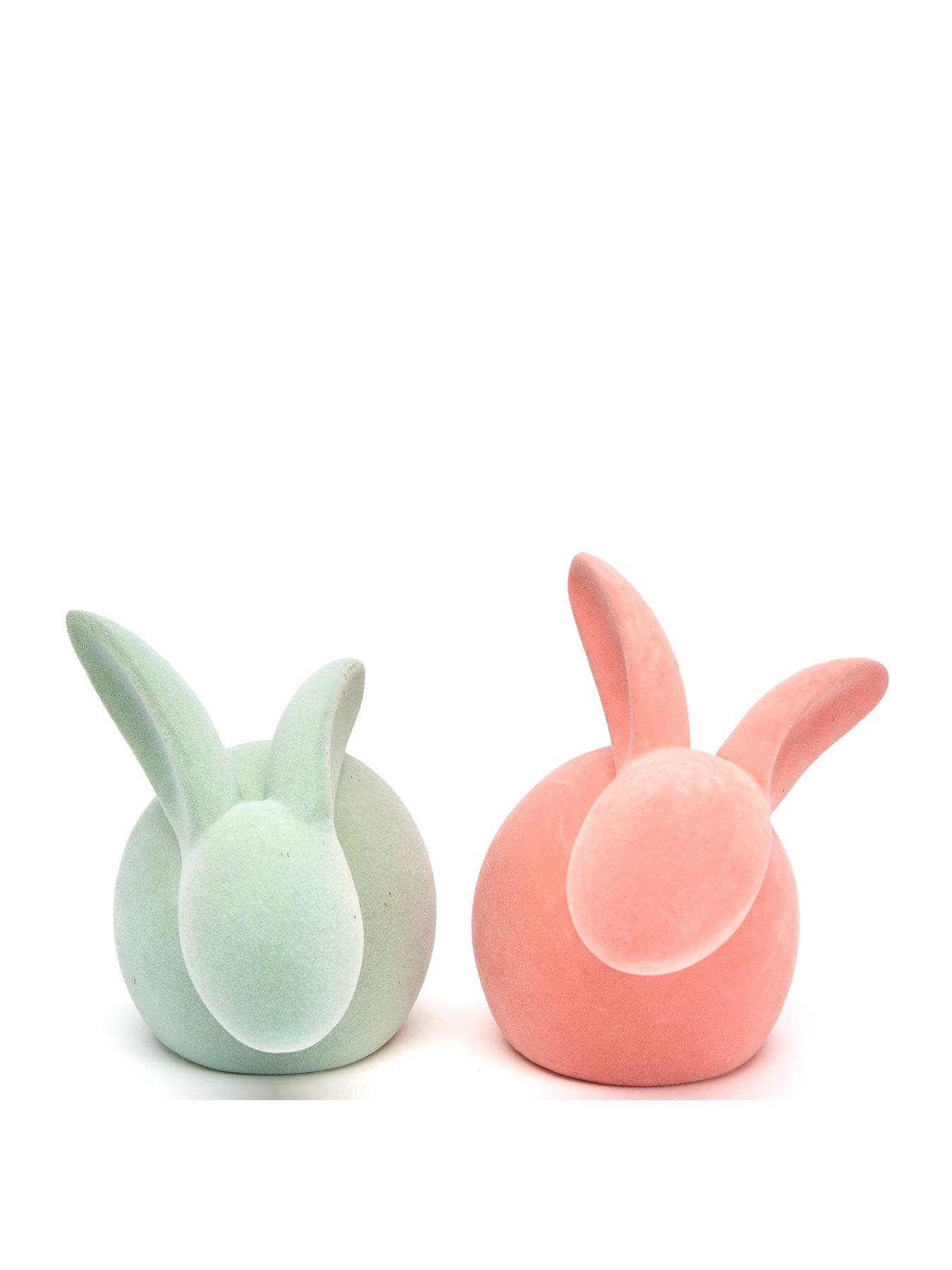 Image 2 of 6 of Very Home Set of 2 Flocked Spring/ Easter Rabbit Decorations
