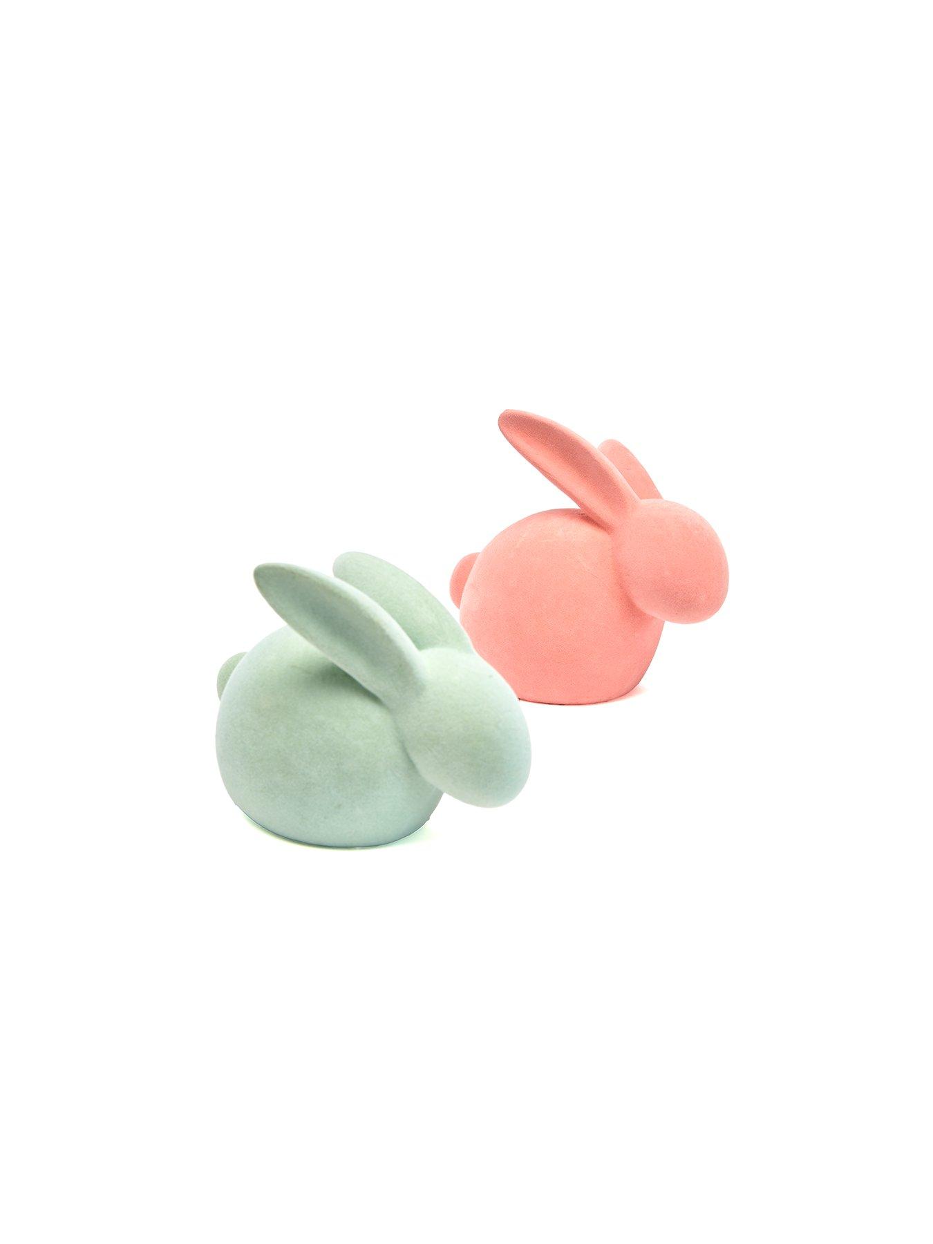 Image 3 of 6 of Very Home Set of 2 Flocked Spring/ Easter Rabbit Decorations