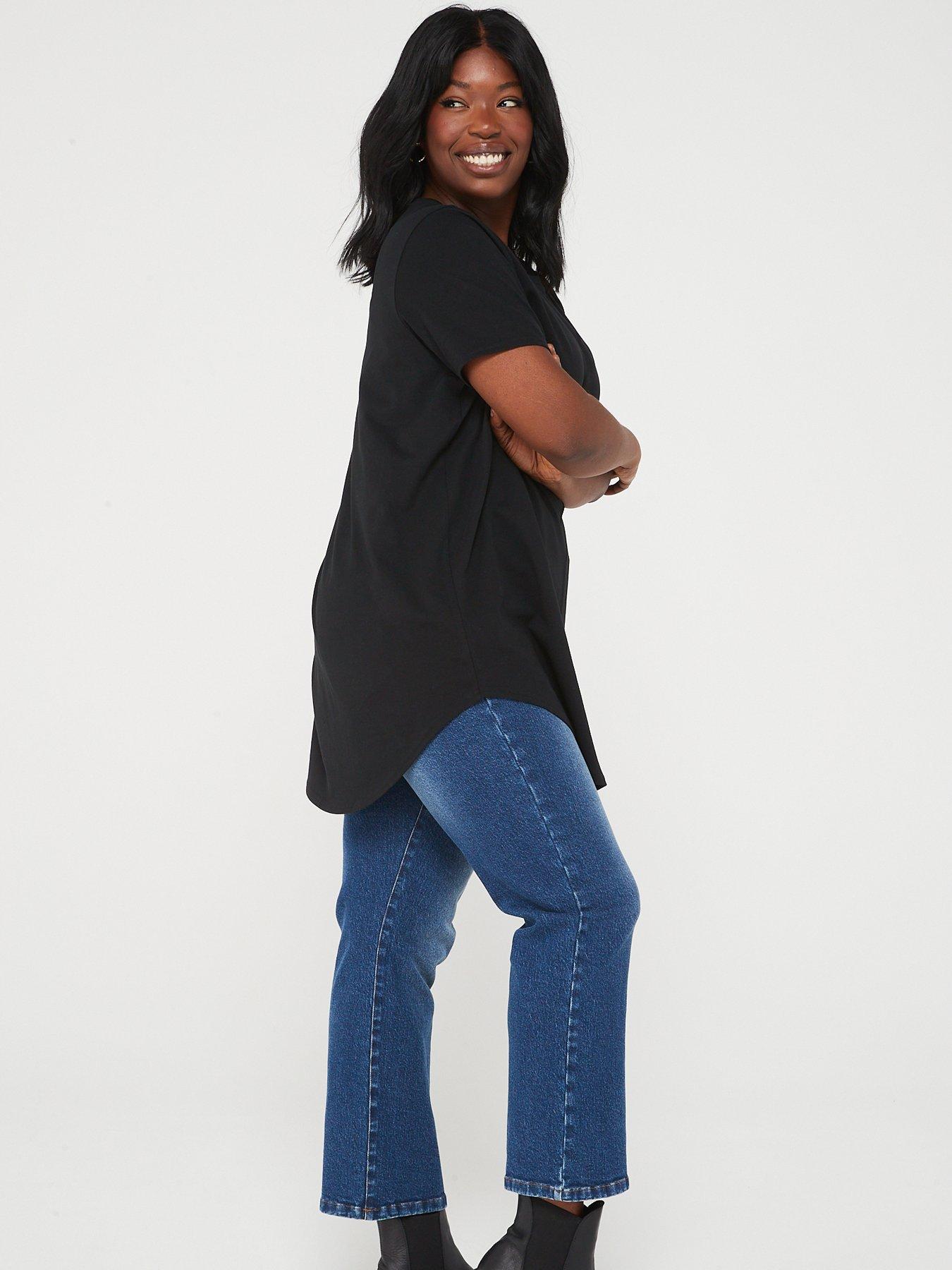 Image 5 of 6 of V by Very Curve Scoop Hem Crew Neck T-Shirt - Black