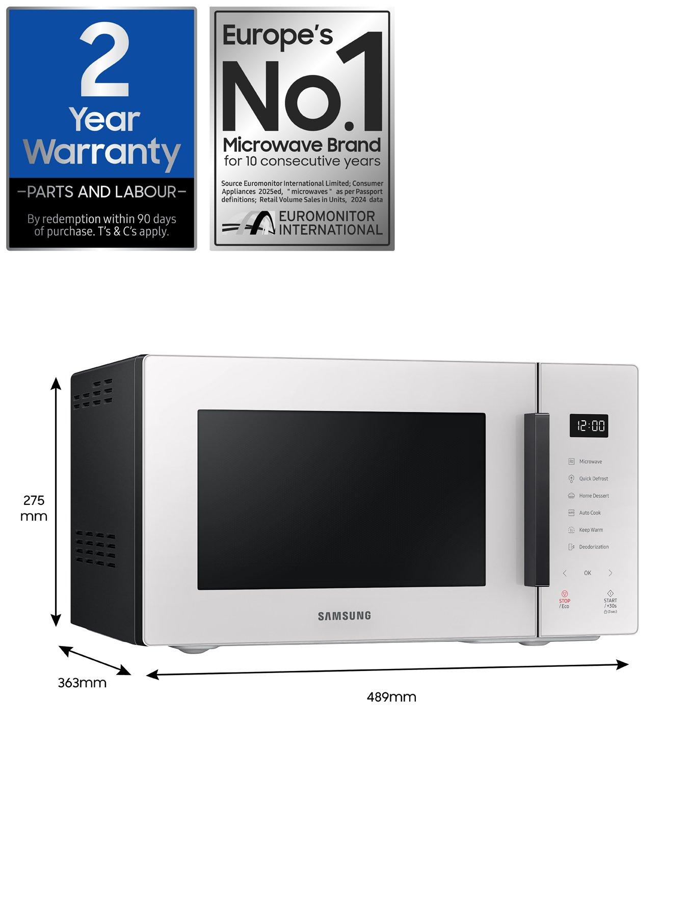 Image 7 of 8 of Samsung Bespoke MS23T5018AE/EU 23L Solo Microwave with Triple Distribution System -&nbsp;White