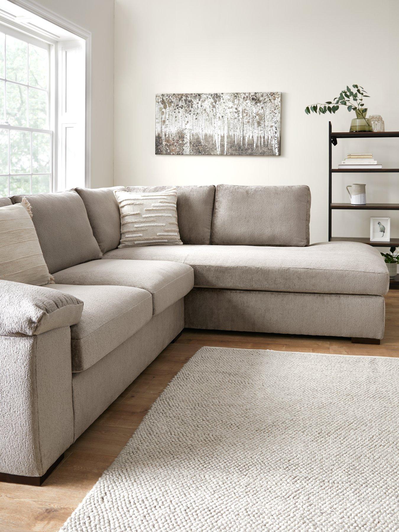 undefined Salerno Standard Seater Fabric Right Hand Corner Chaise Sofa - Taupe - FSC® Certified
