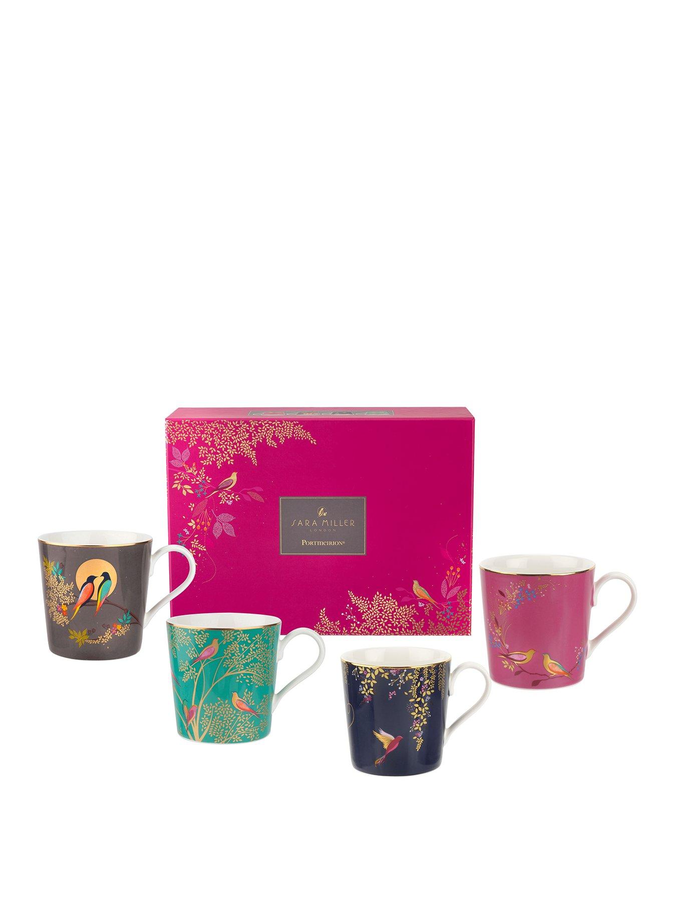 Image 1 of 5 of Sara Miller Chelsea Set of 4 Assorted Mugs with 22ct Gold Detail