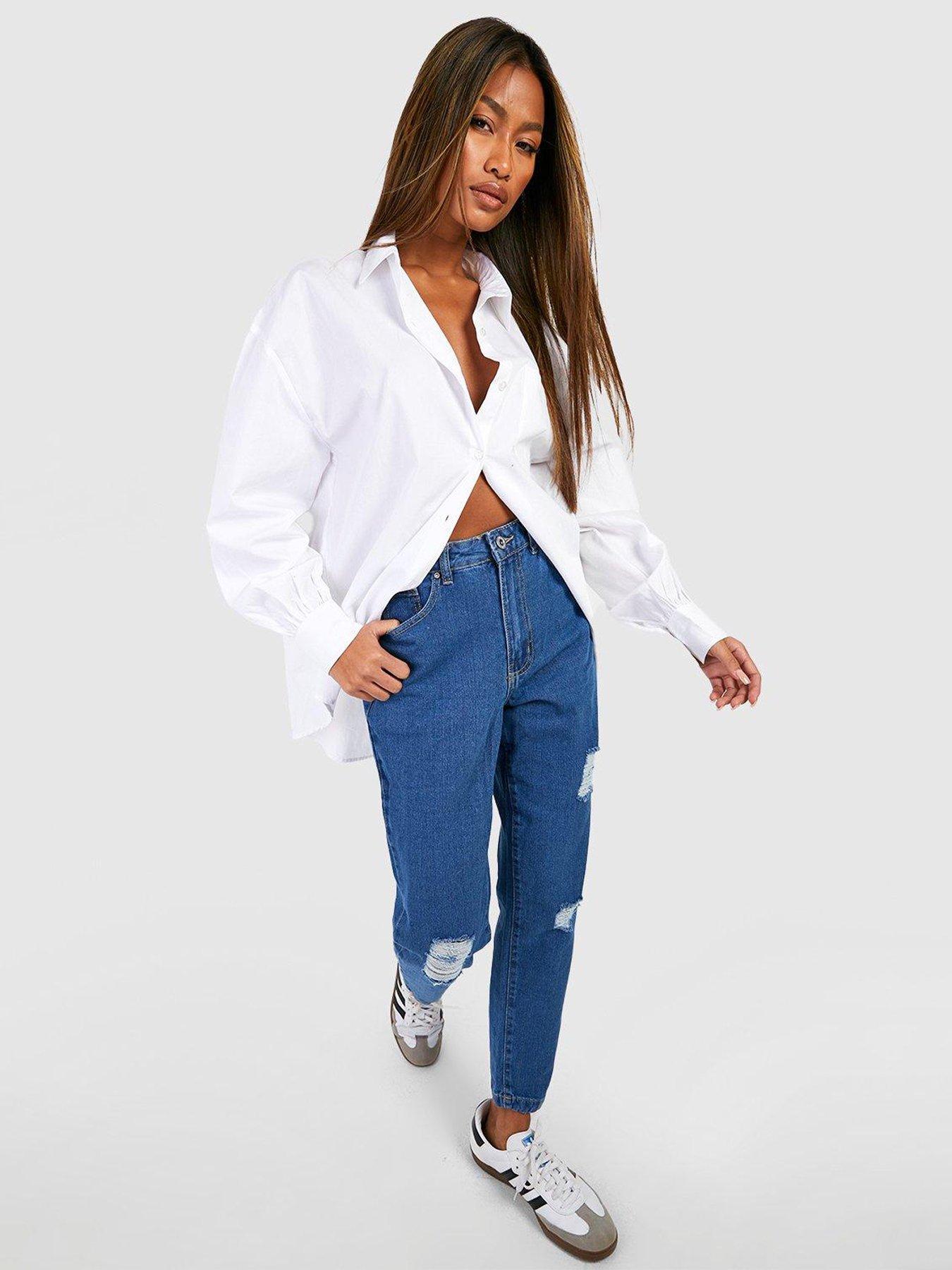 boohoo-high-rise-distressed-mom-jeans-mid-wash