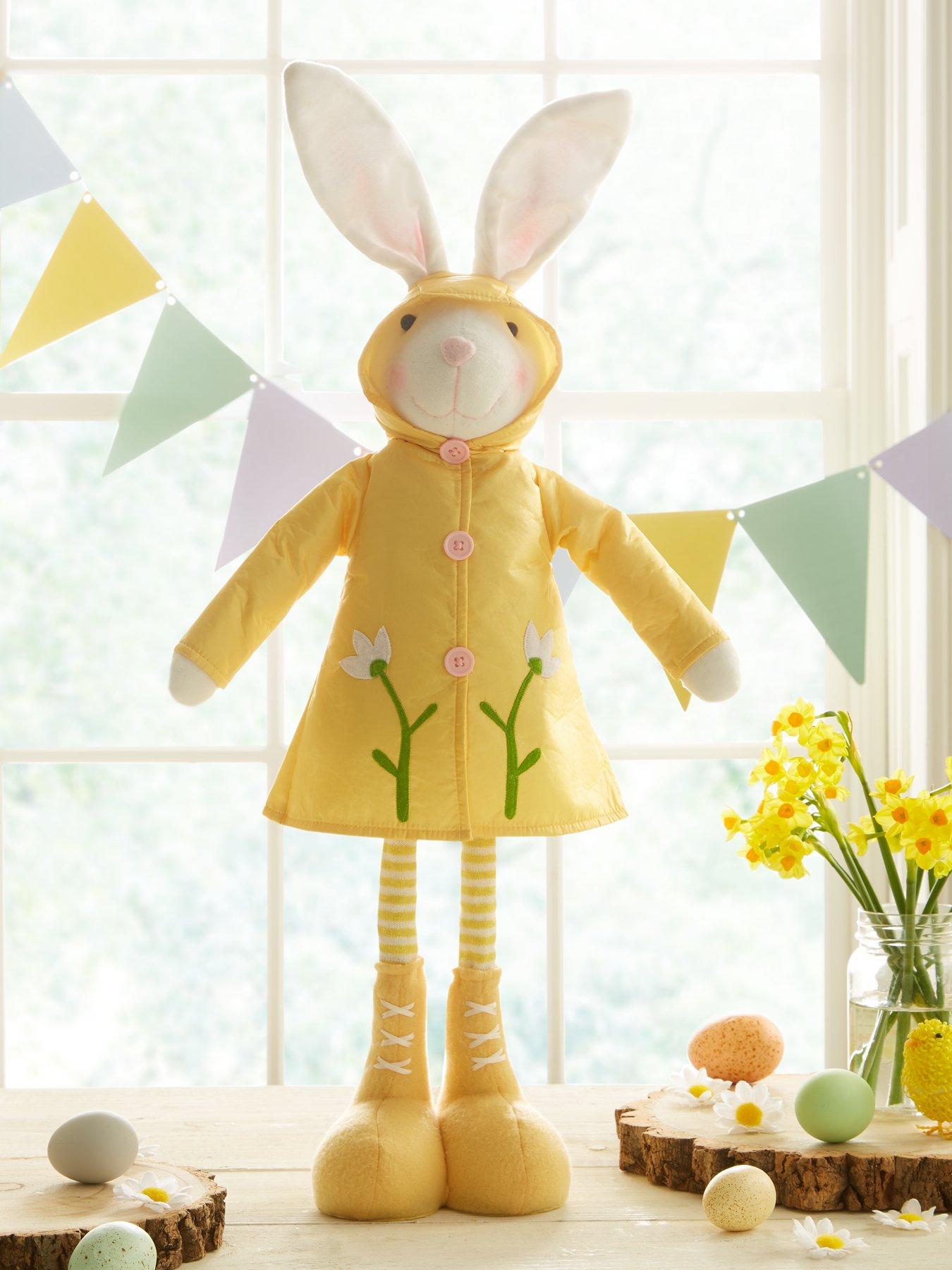 Image 1 of 6 of Very Home 70cm Standing Bunny in Rain Coat Spring/ Easter Decoration