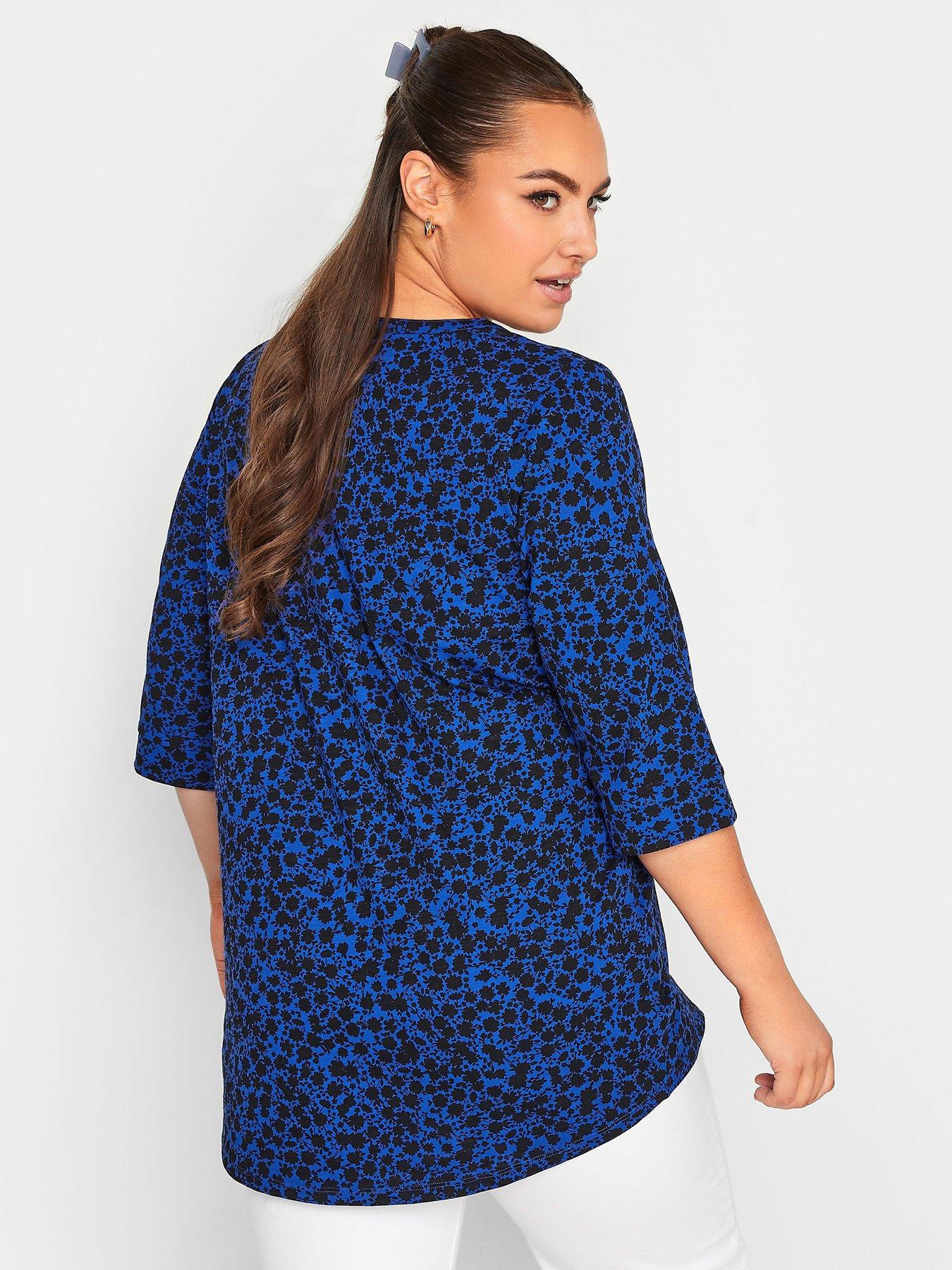  image of yours-pintuck-henley-aop-ditsy-blue