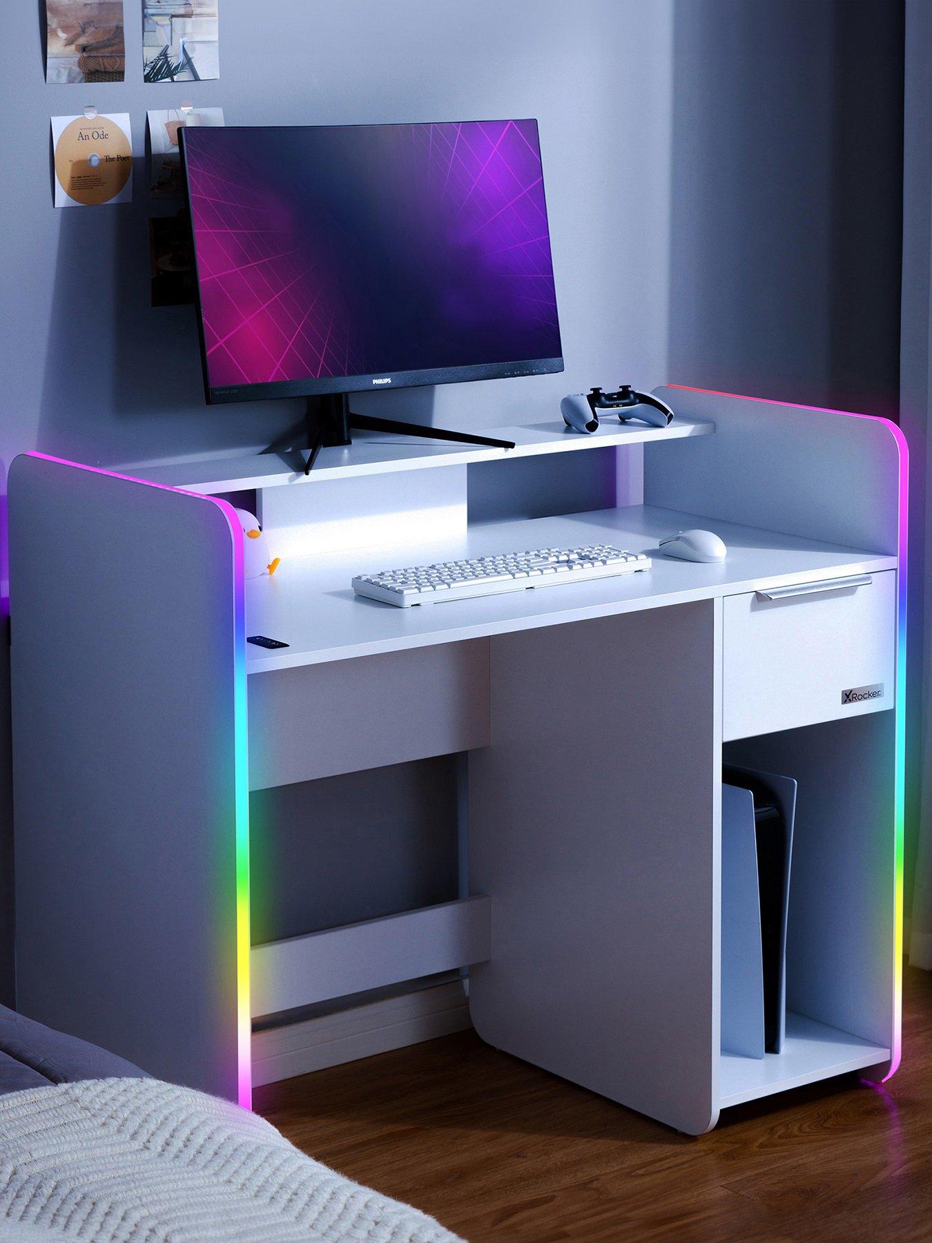 X Rocker Xrocker Electra Desk With Neo Motion App Lighting Control And Wireless Charging