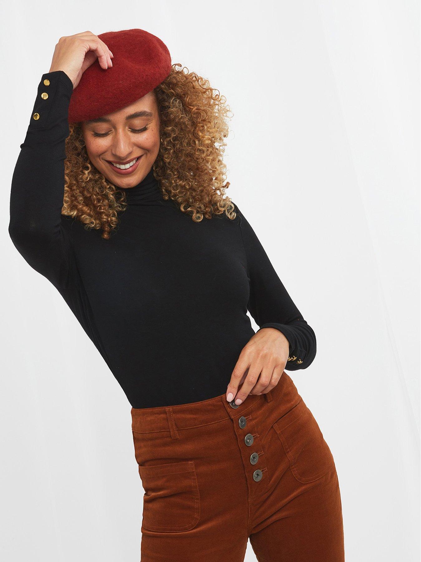 undefined Roll Neck Top Jersey - Black
