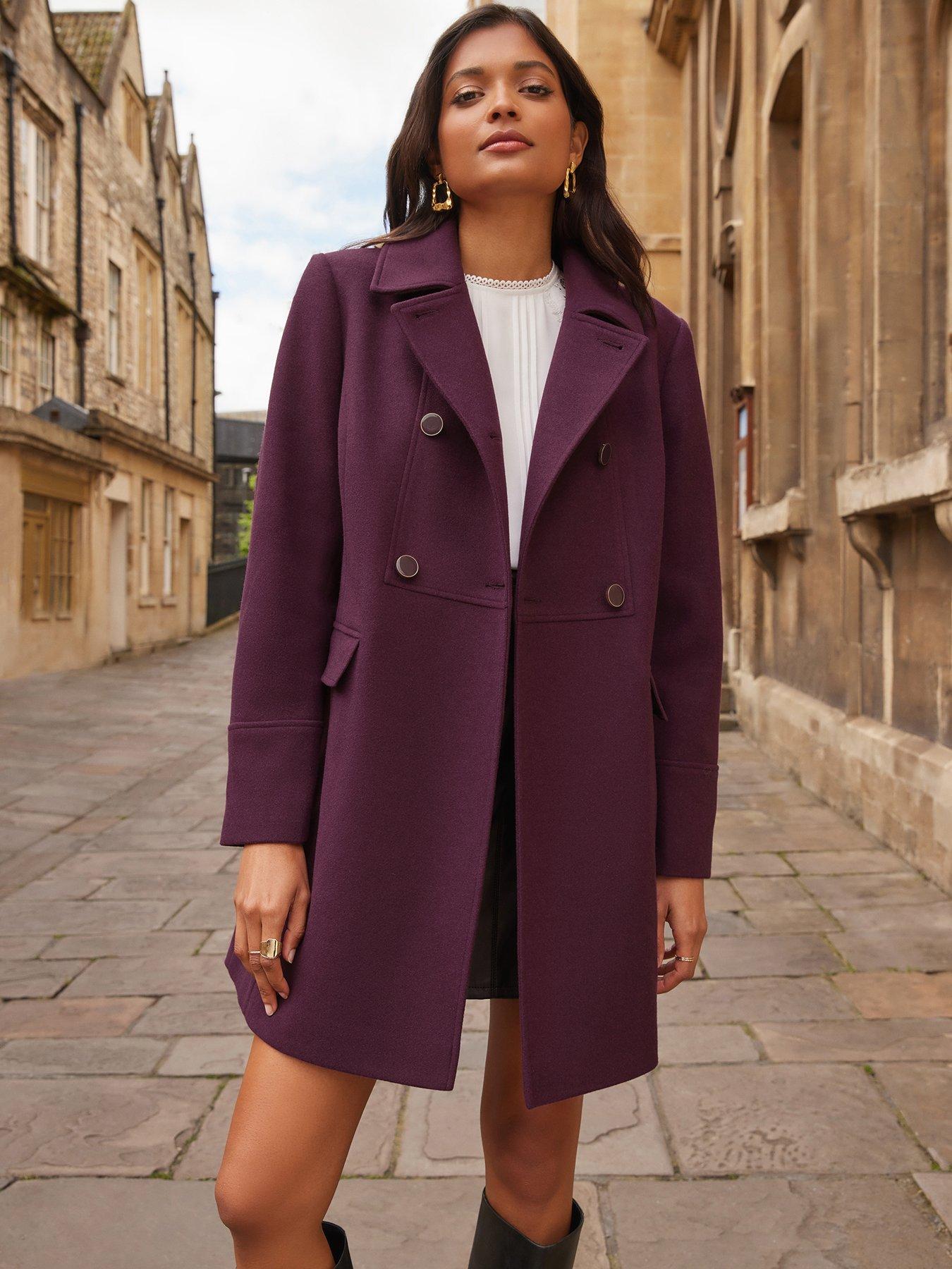 Aubergine wool coat online