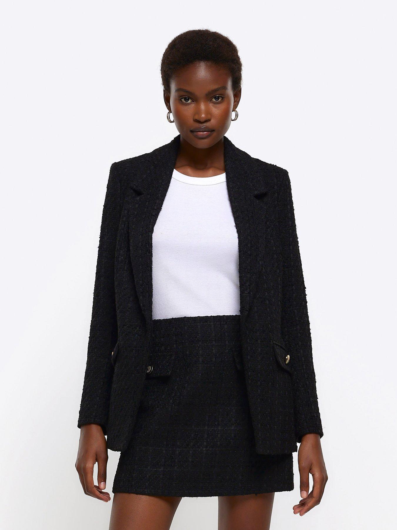 Black boucle blazer sale