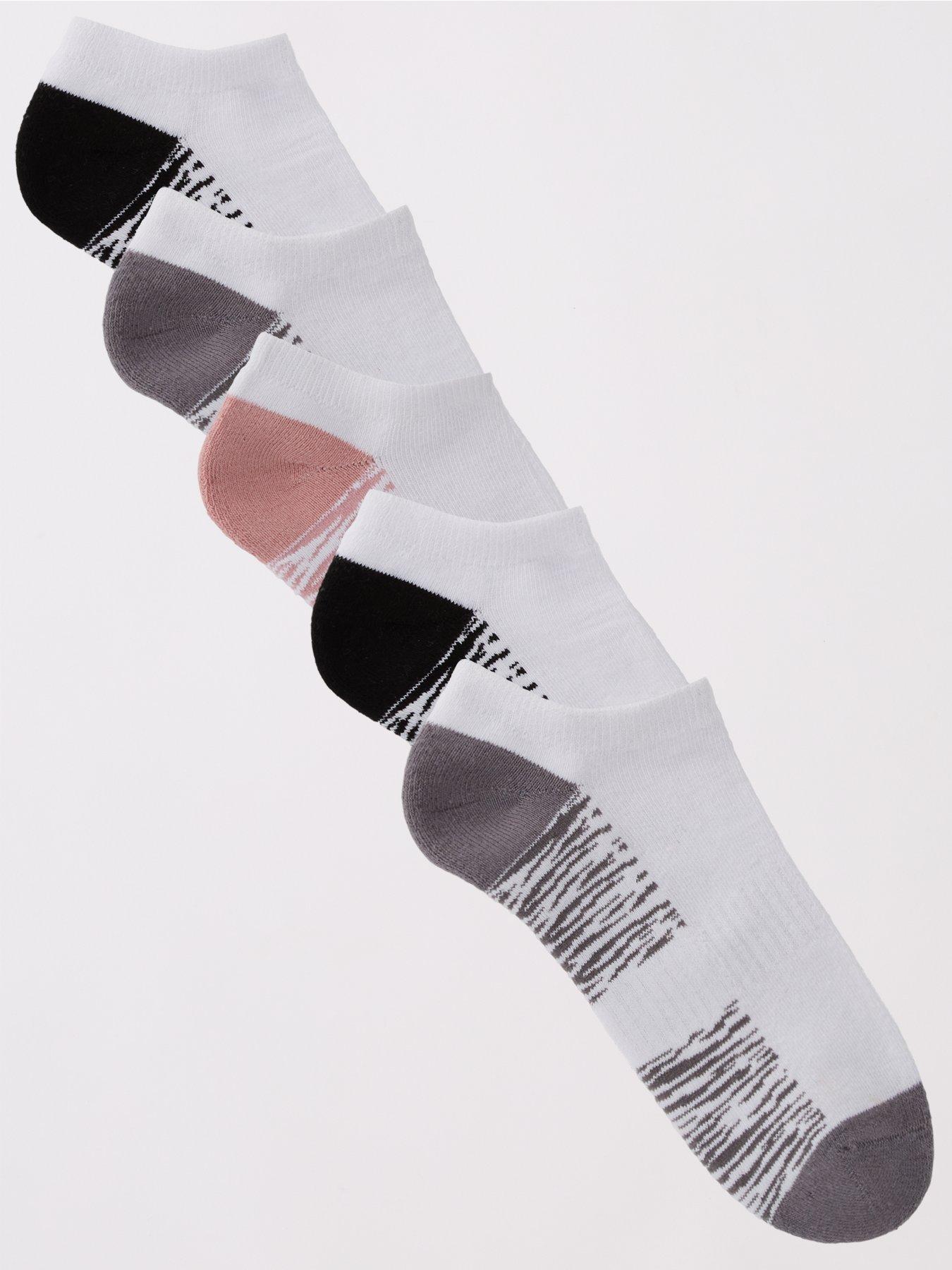 Image 1 of 4 of Everyday 5 Pack Targeted Cushioning Trainer Liner Socks - White