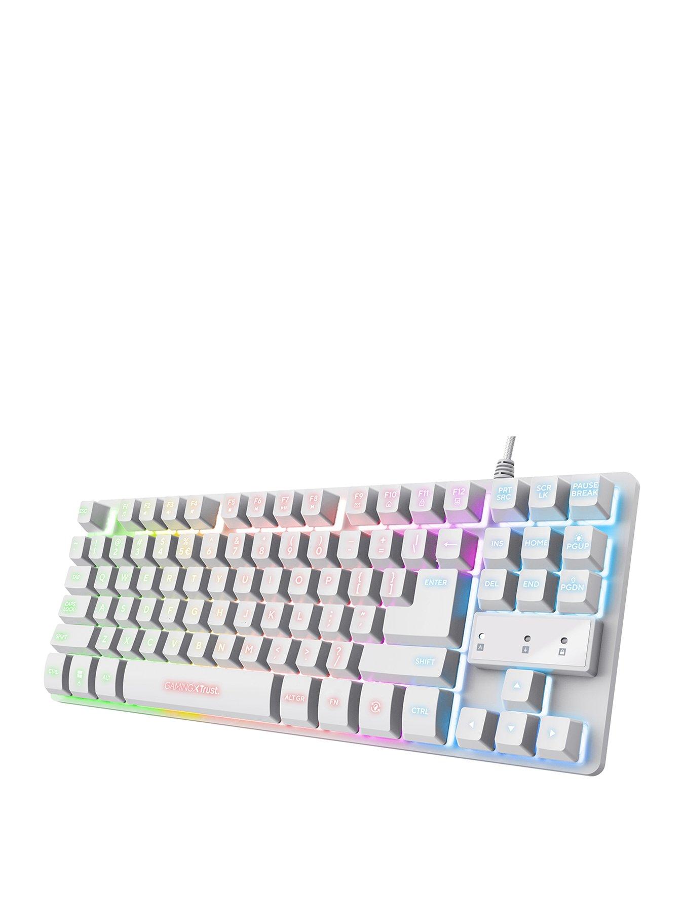 Trust GXT 833W Thado TKL Illuminated PC Gaming Keyboard - White