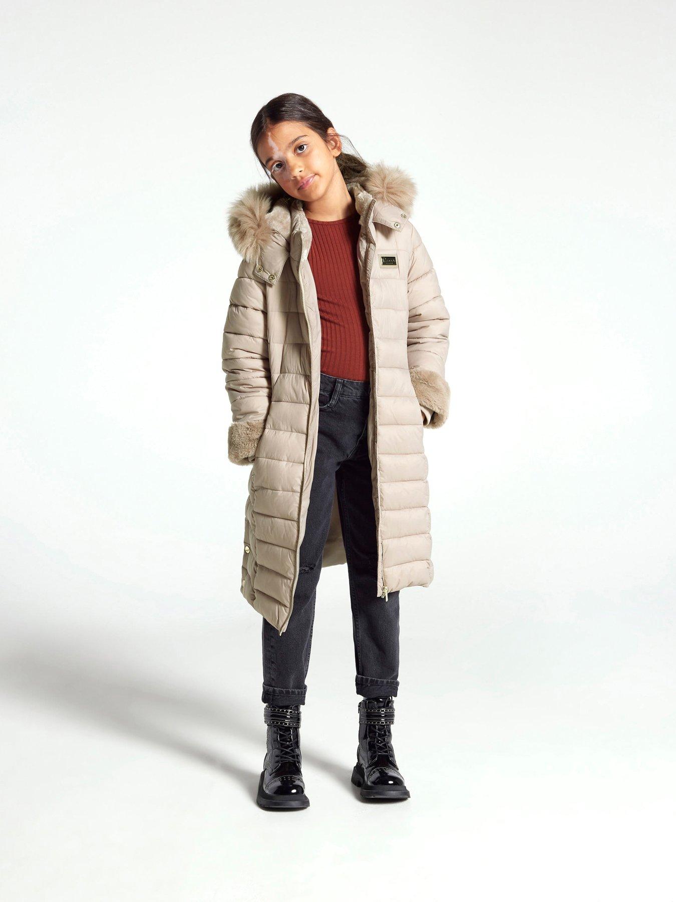 River island girls fur clearance coat