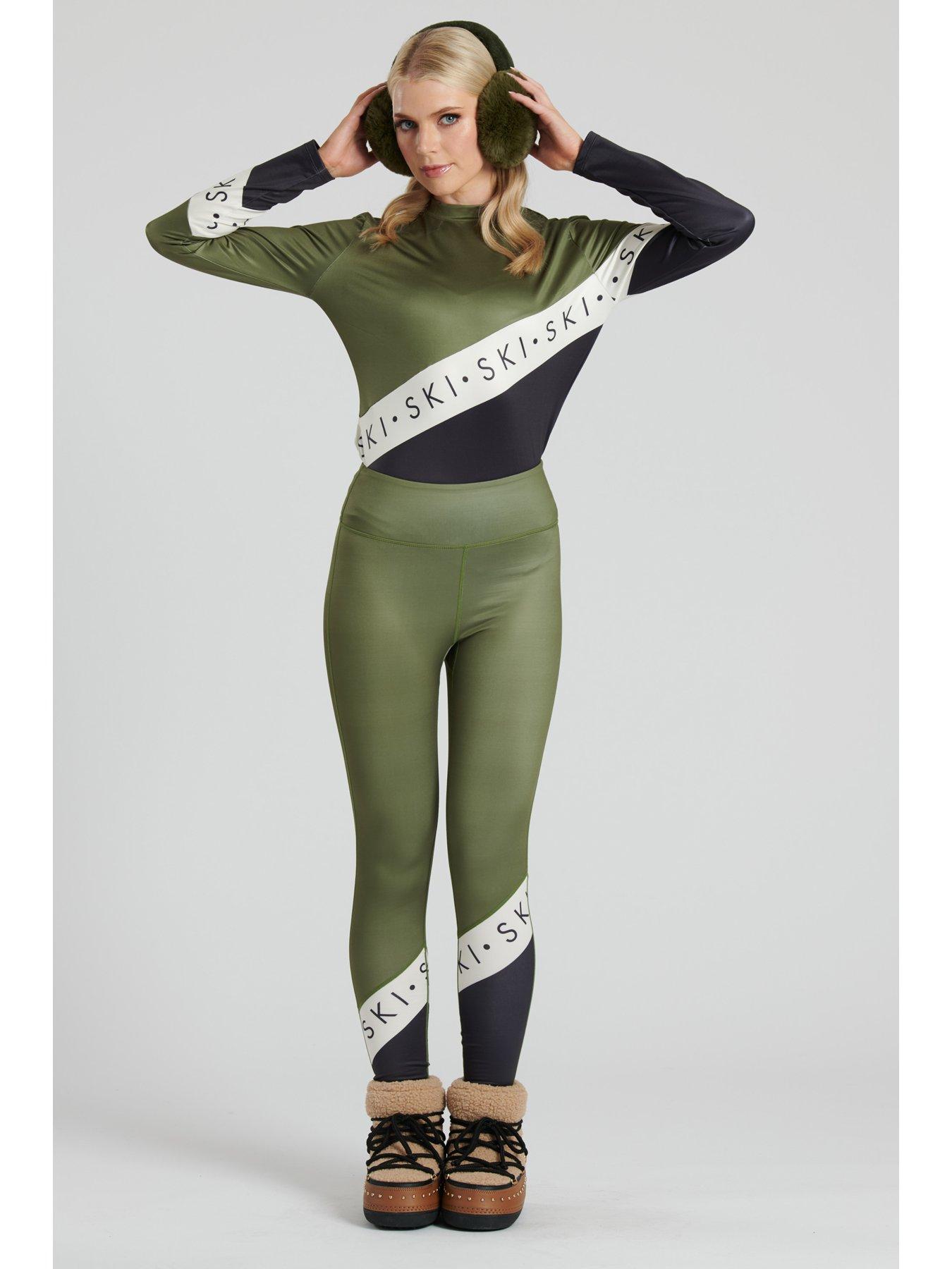  image of south-beach-long-sleeve-base-layer-in-khaki-ski-block