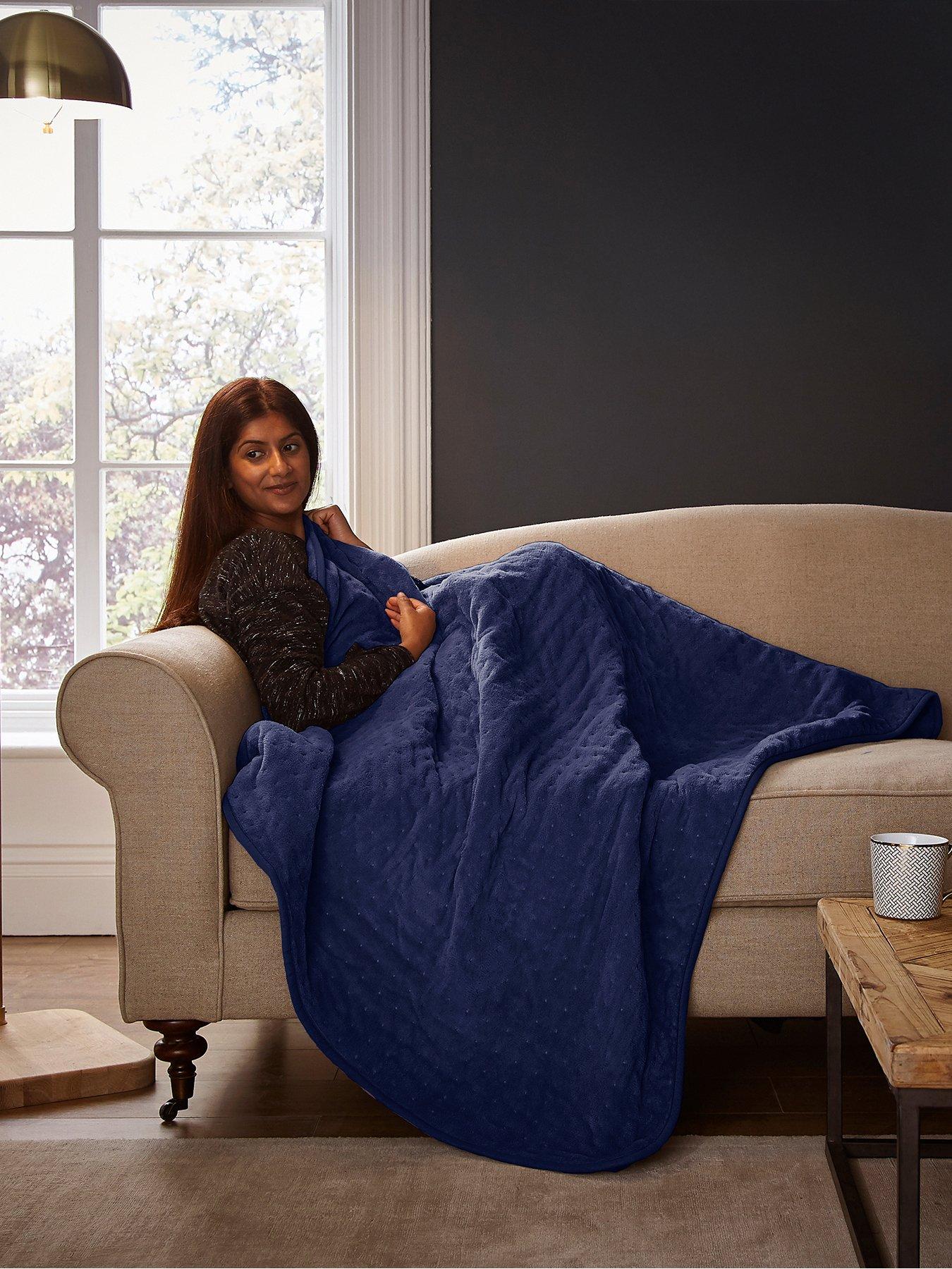 undefined Luxury Heated Throw - 9 Heat Settings - Navy