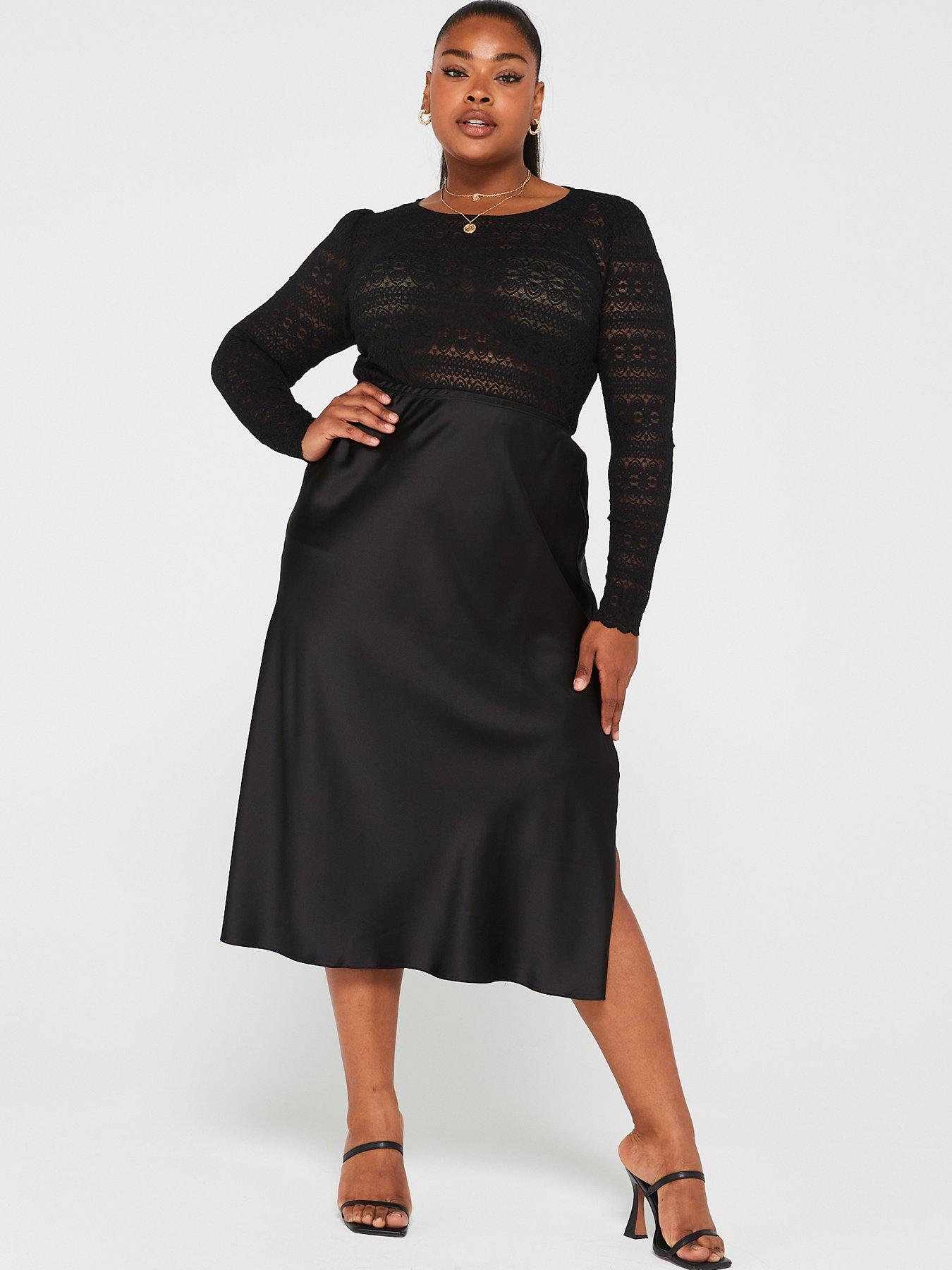 V by very shop black lace dress