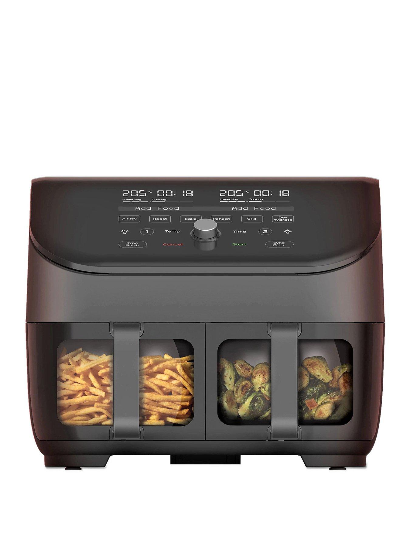 Instant Vortex Plus Dual Air Fryer with ClearCook, Black 7.6L- Air Fry,  Bake, Roast, Grill, Dehydrate & Reheat