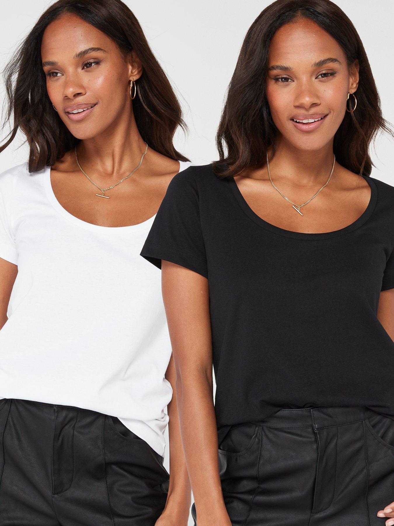 undefined 2 Pack Essential Scoop Neck T-Shirt - Multi