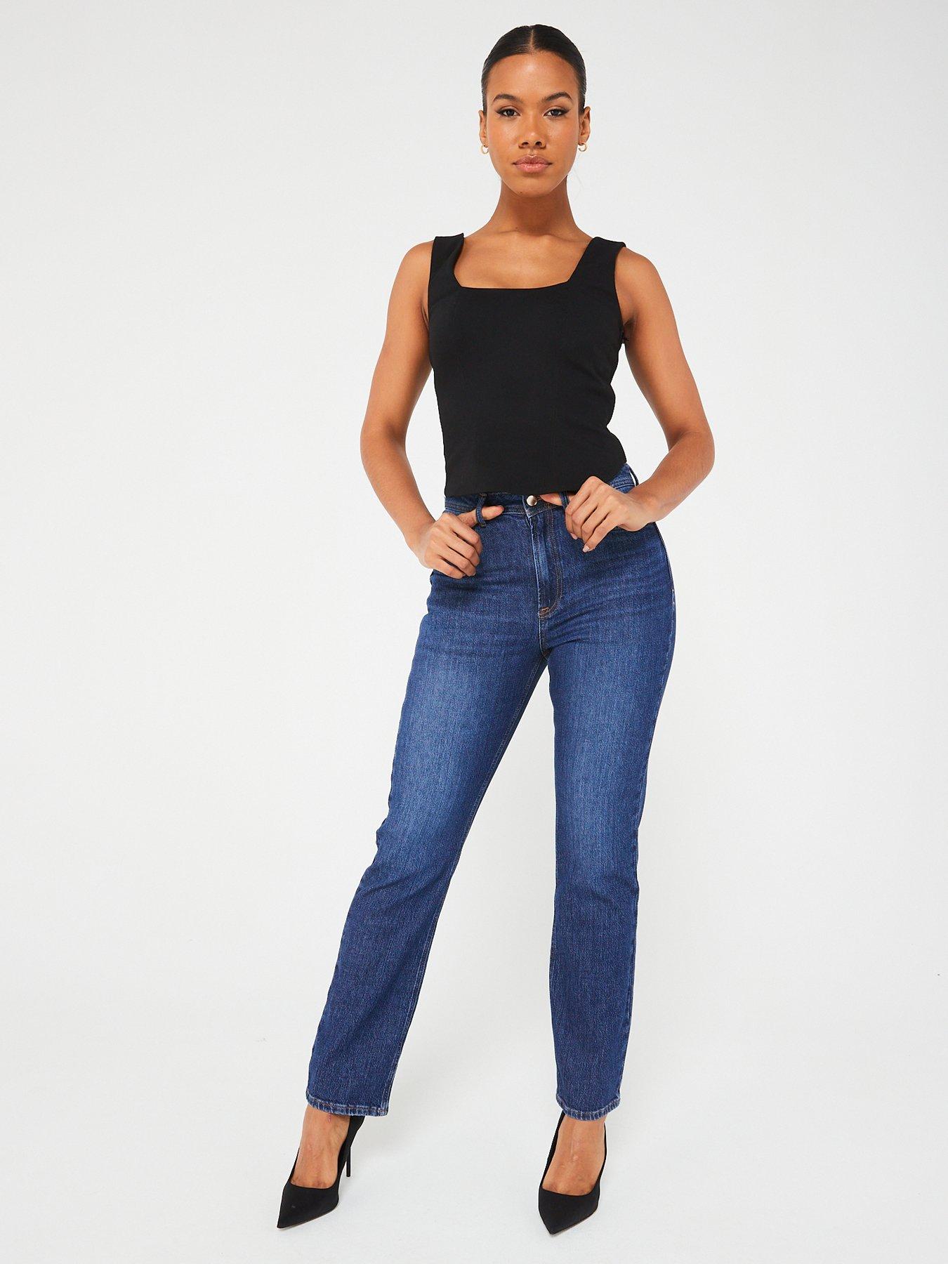 Lauren Ralph Lauren Petite Mid-Rise Straight Jean, Petite & Petite Short Lengths - Ocean Blue Wash Denim - Size 12p