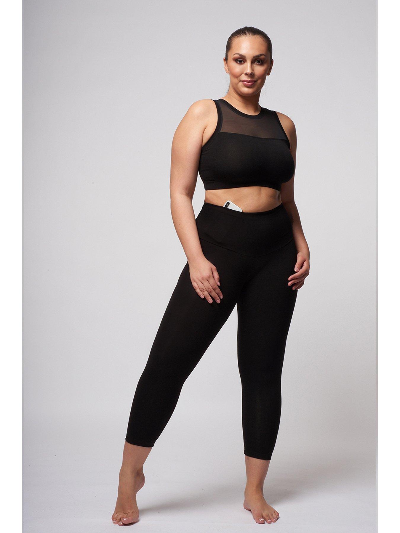 TLC Sport Performance Extra Strong Compression Curve Cropped Leggings With  Tummy Control - Black