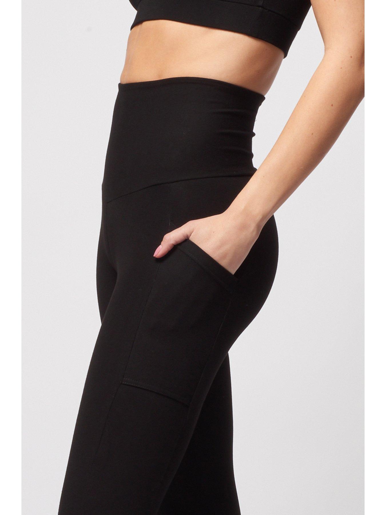  image of tlc-sport-performance-extra-strong-compression-cropped-leggings-with-tummy-control-and-side-pockets-black