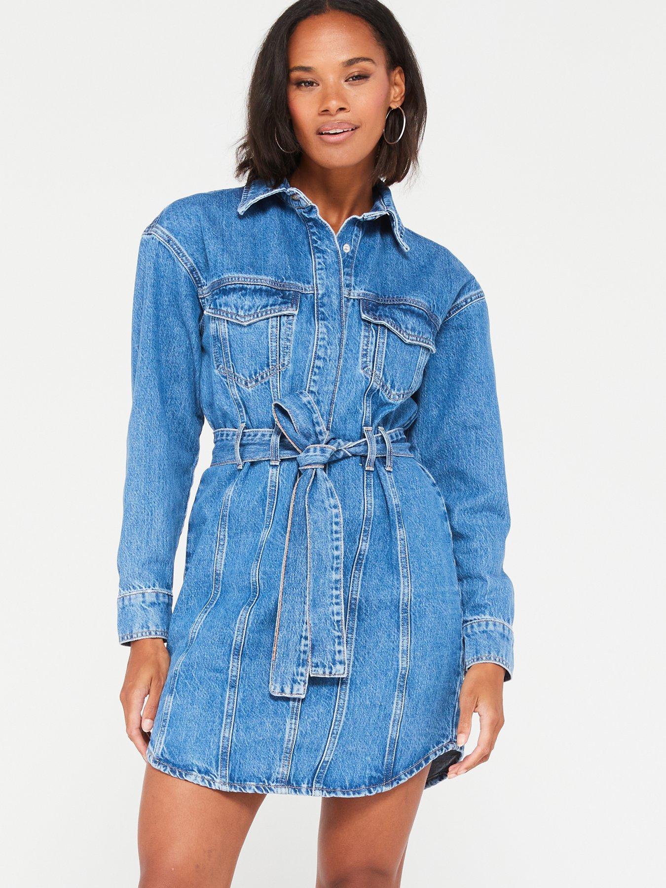 V by Very Belted Denim Shirt Dress littlewoods