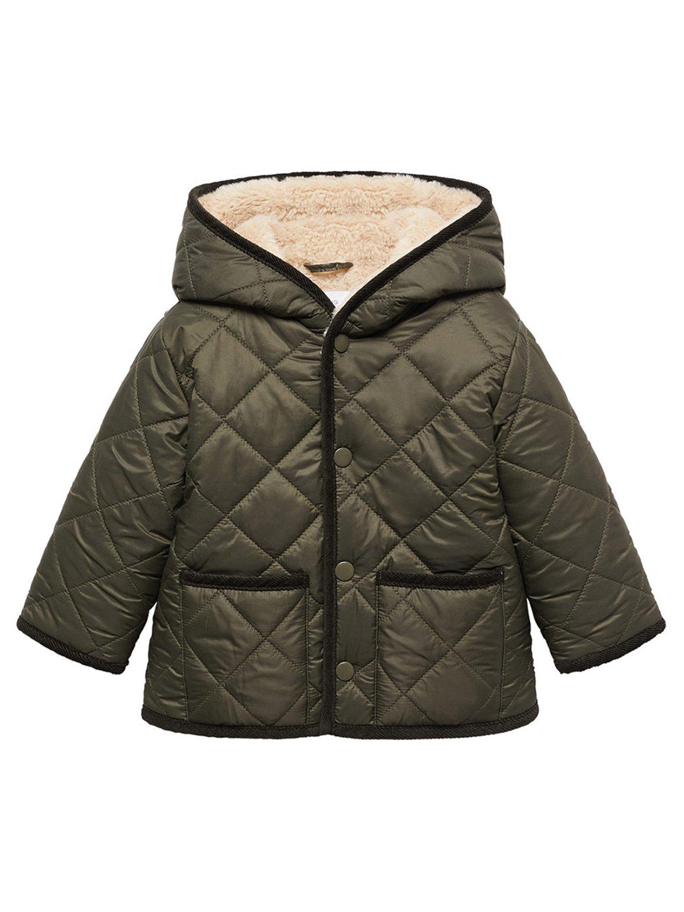 Mango Younger Boys Quilted Hooded Jacket - Khaki | littlewoods.com