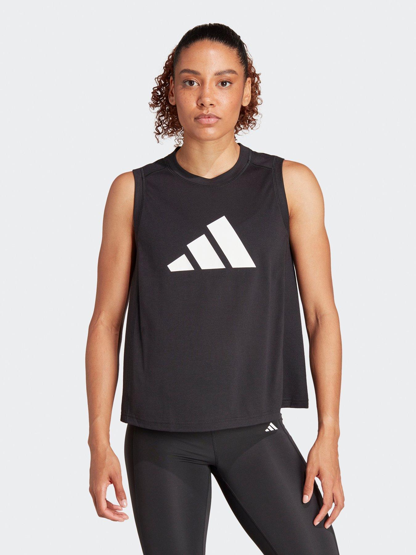 undefined Womens Train Essentials Logo Tank - Black - Black/White