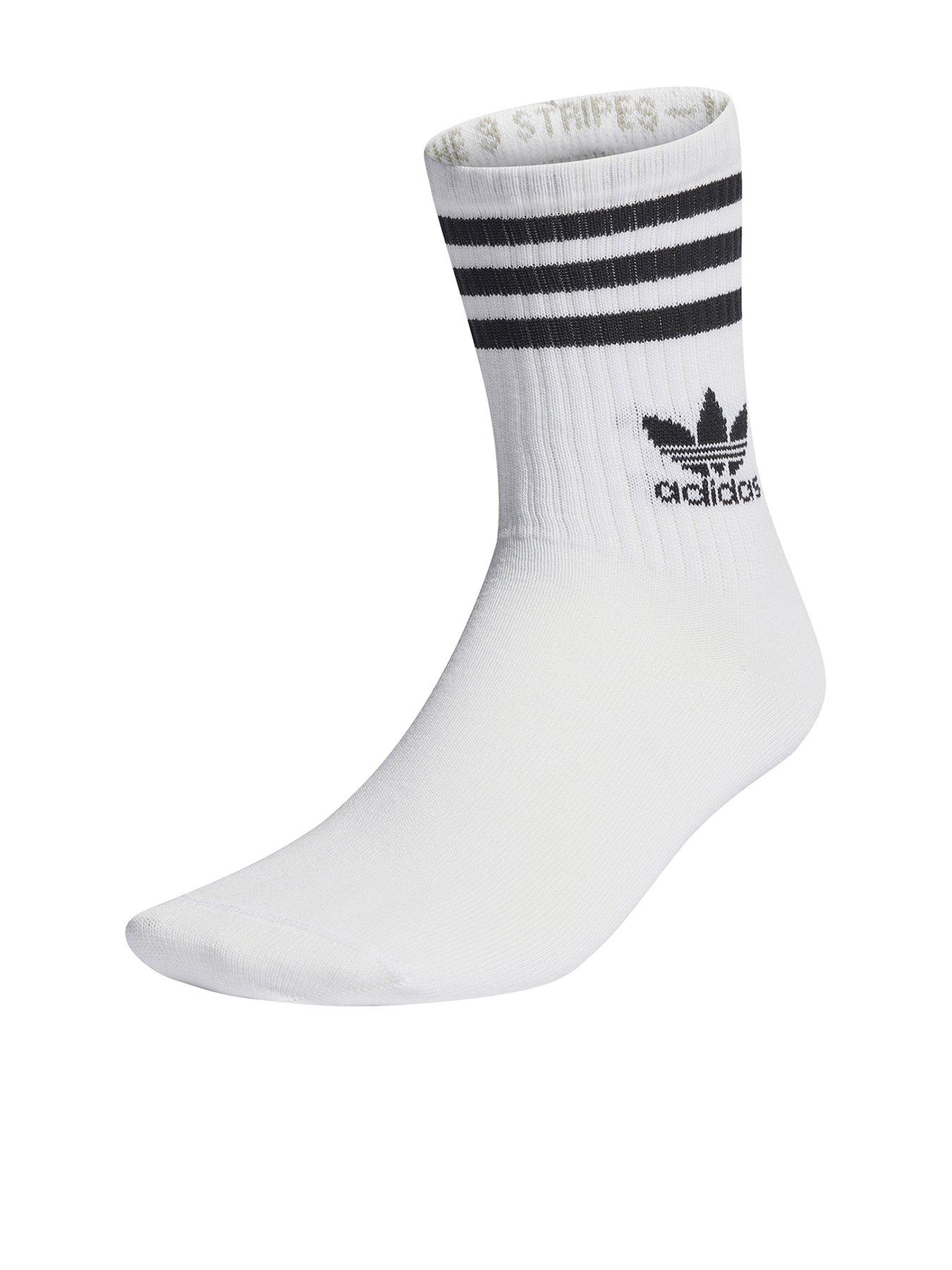 undefined Unisex 3 Pack 3 Stripes Crew Socks - White