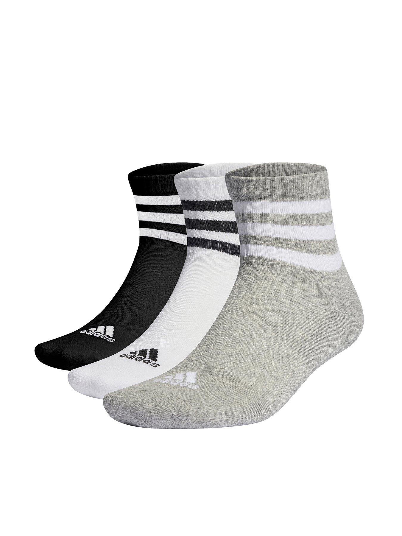 undefined Unisex 3 Pack Cushioned 3 Stripe Mid Soc - Multi