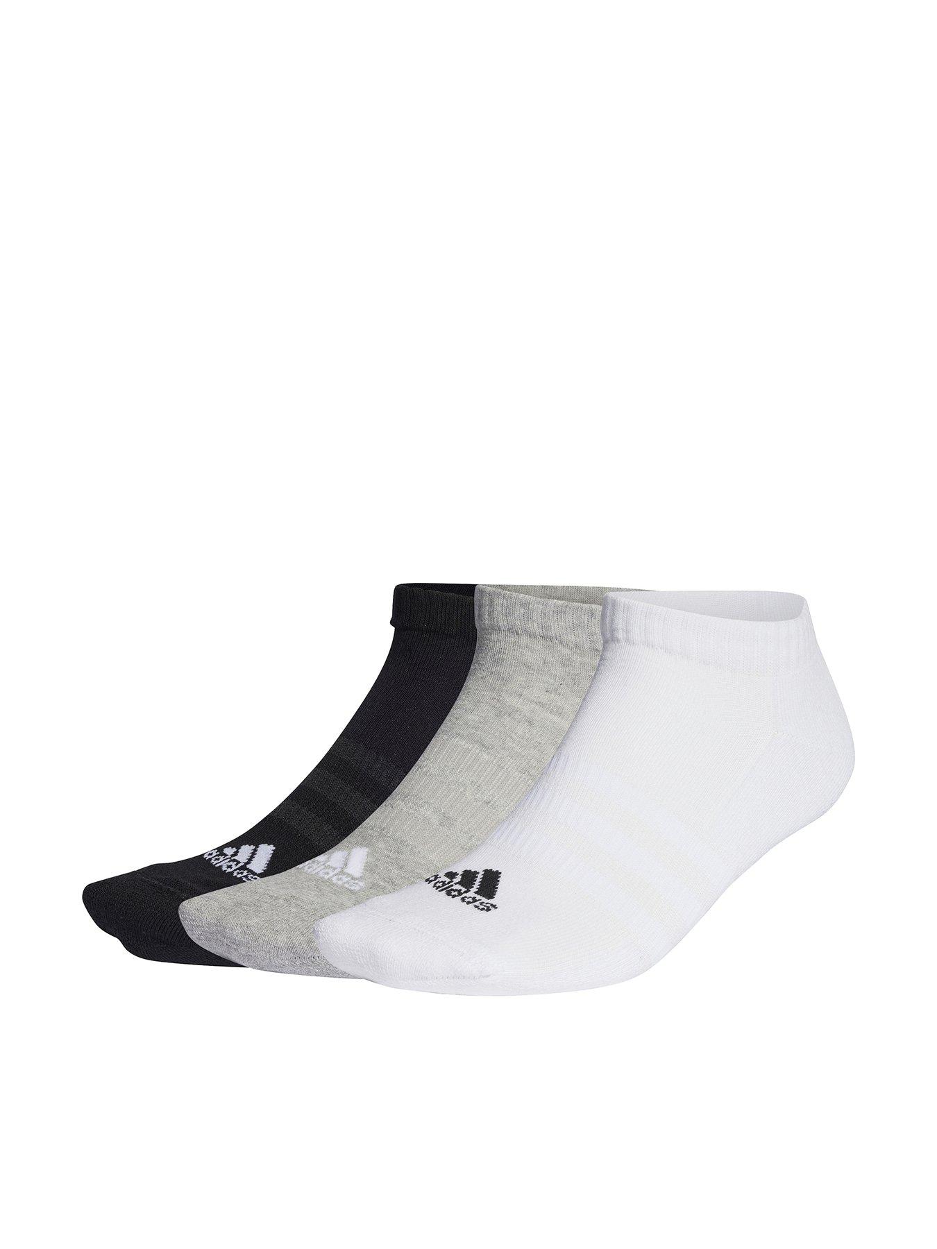 undefined Unisex 3 Pack Cushioned Low Socks - White/Grey/Black