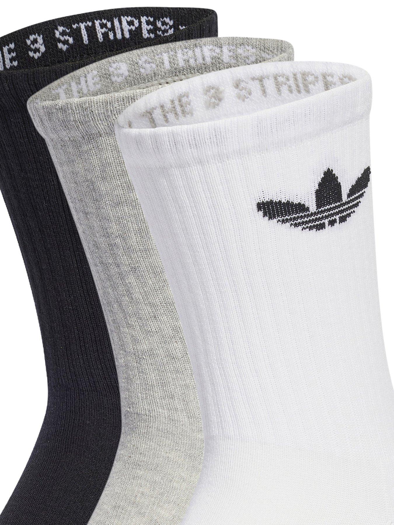 Image 2 of 2 of adidas Originals Unisex 3 Pack Trefoil Crew Cushioned Socks - White/Grey/Black