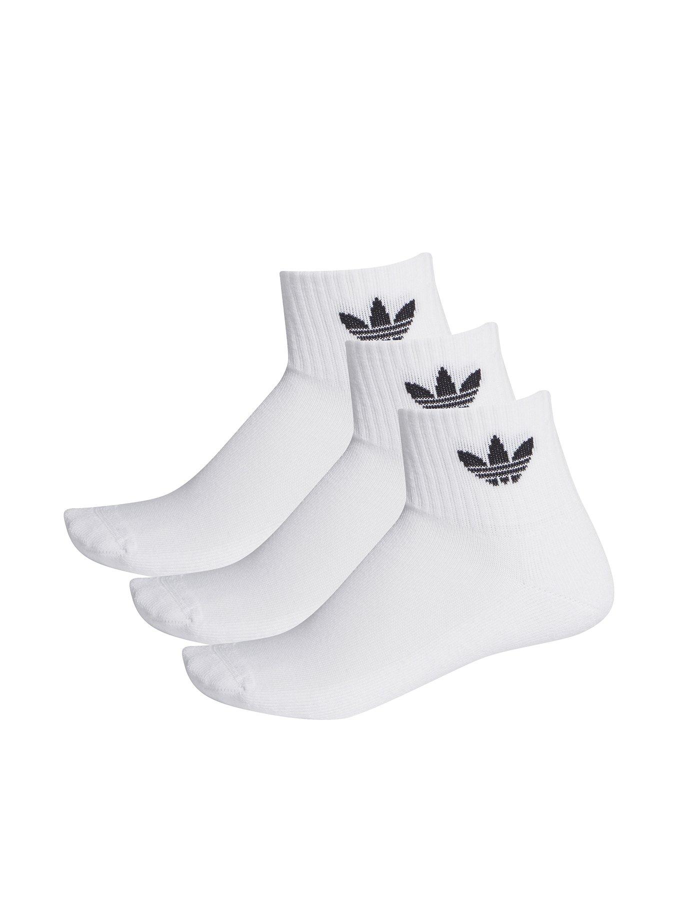adidas Originals Unisex 3 Pack Mid Ankle Socks - White