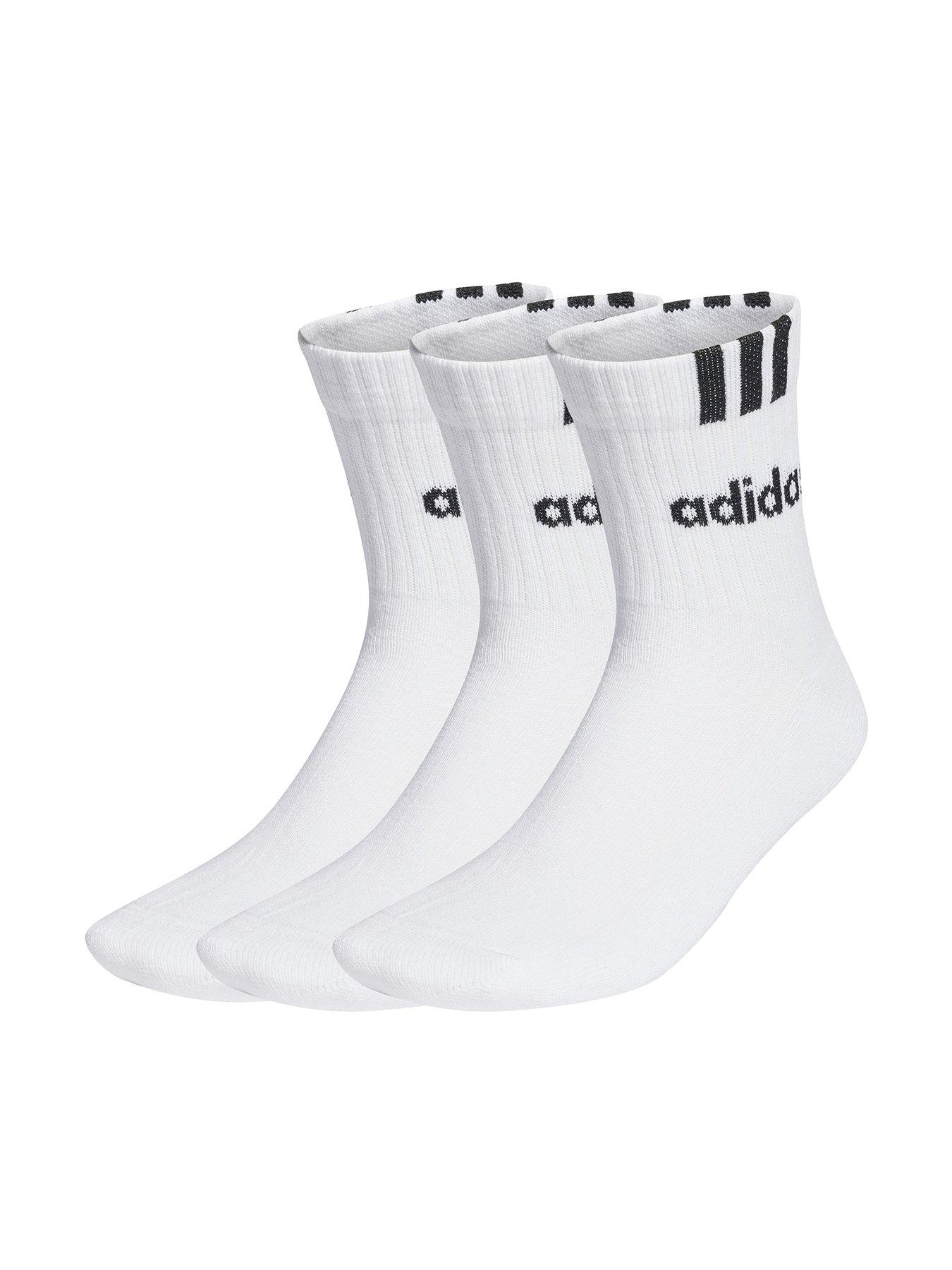 adidas Sportswear Unisex 3 Pack Cushioned 3 Stripe Linear Socks - White