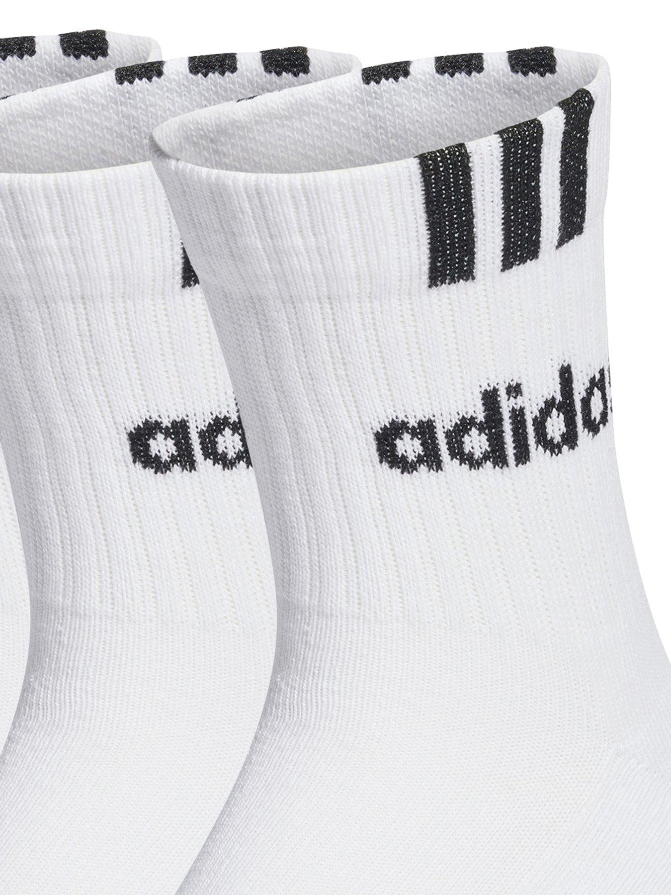 Image 2 of 2 of adidas Sportswear Unisex 3 Pack Cushioned 3 Stripe Linear Socks - White