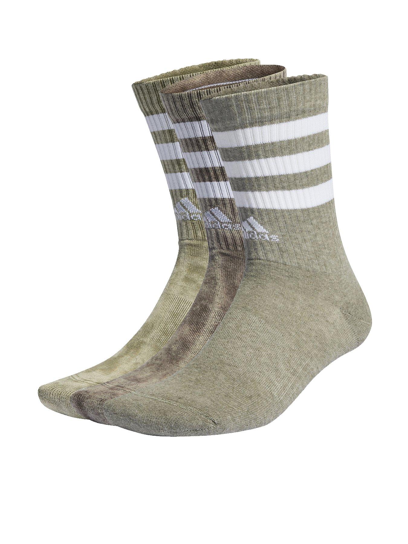 undefined Unisex 3 Pack 3 Stripe Crew Socks - Khaki Multi