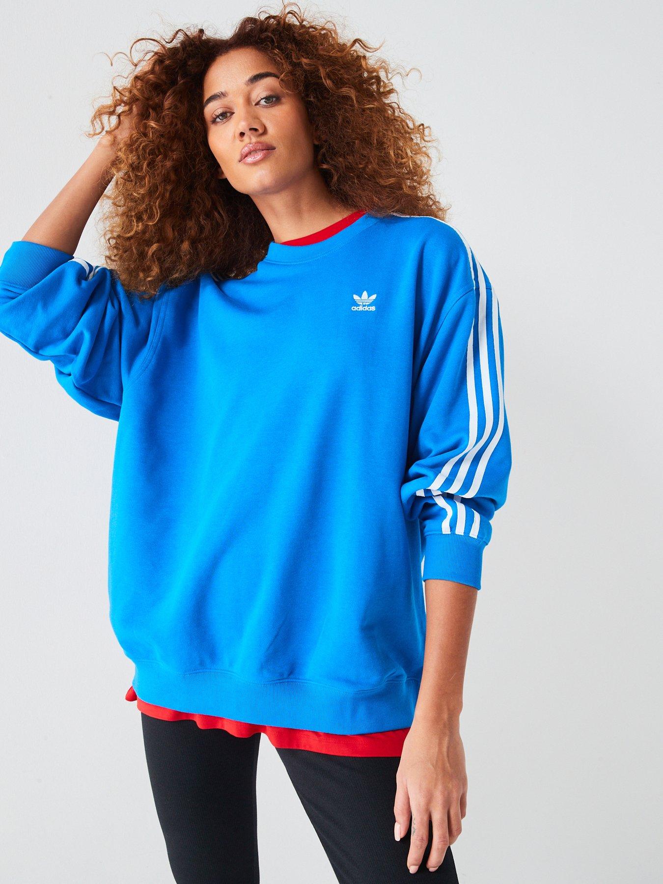 Adidas originals three stripe sweatshirt in blue online