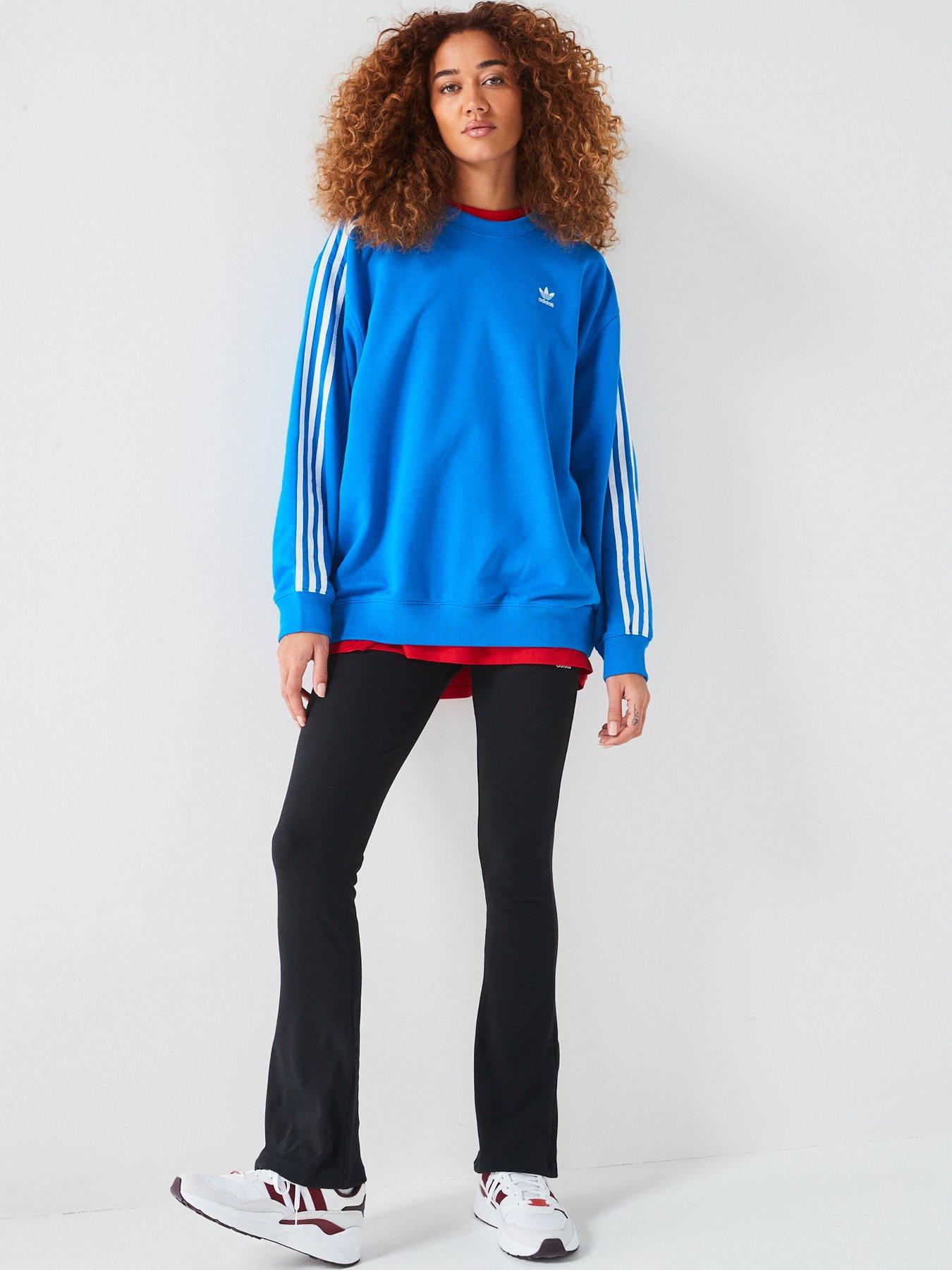 Adidas originals three clearance stripe sweatshirt in blue