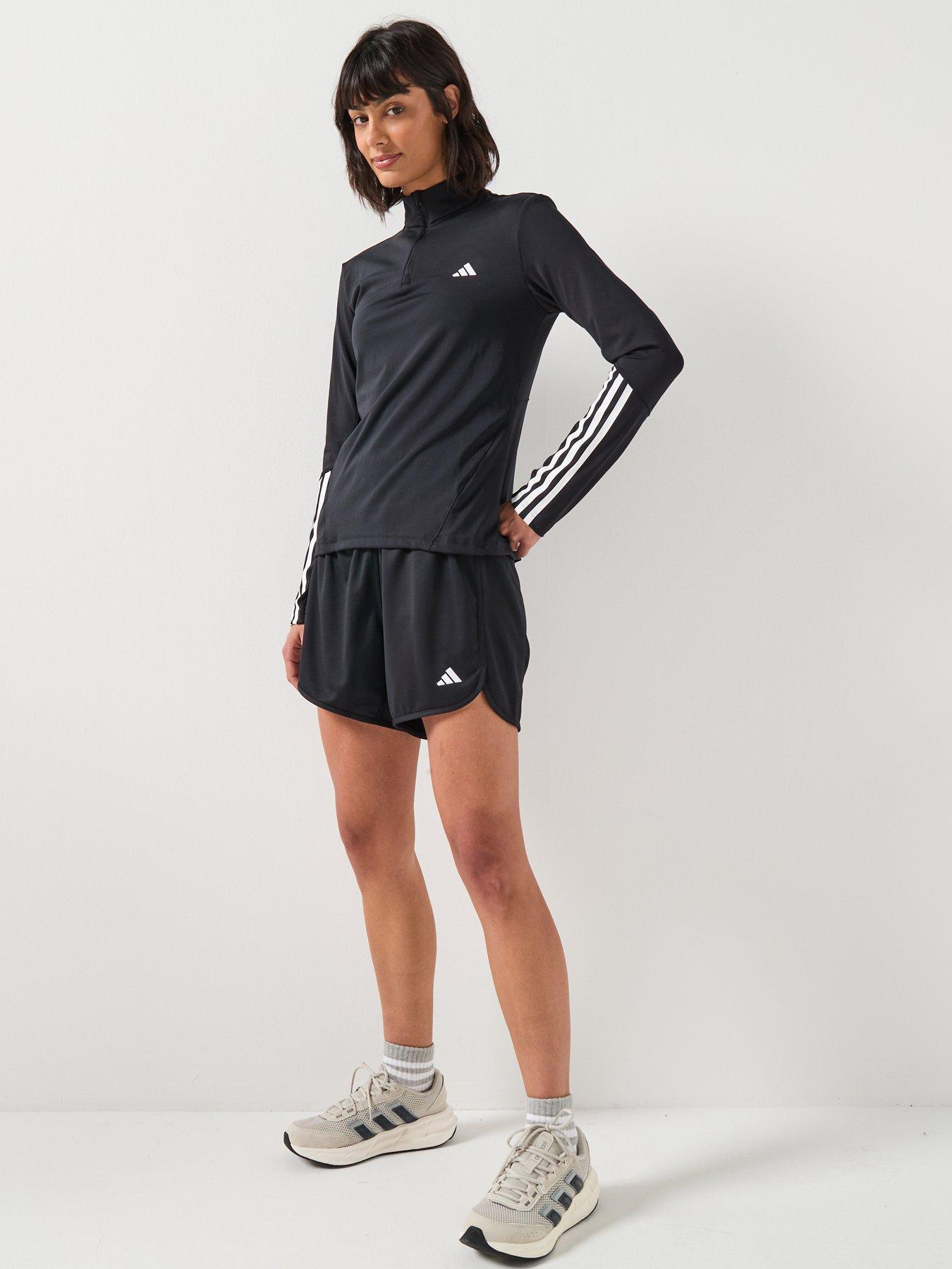 Image 3 of 5 of adidas Womens Training Hyperglam 1/4 Zip - Blac - Black/White