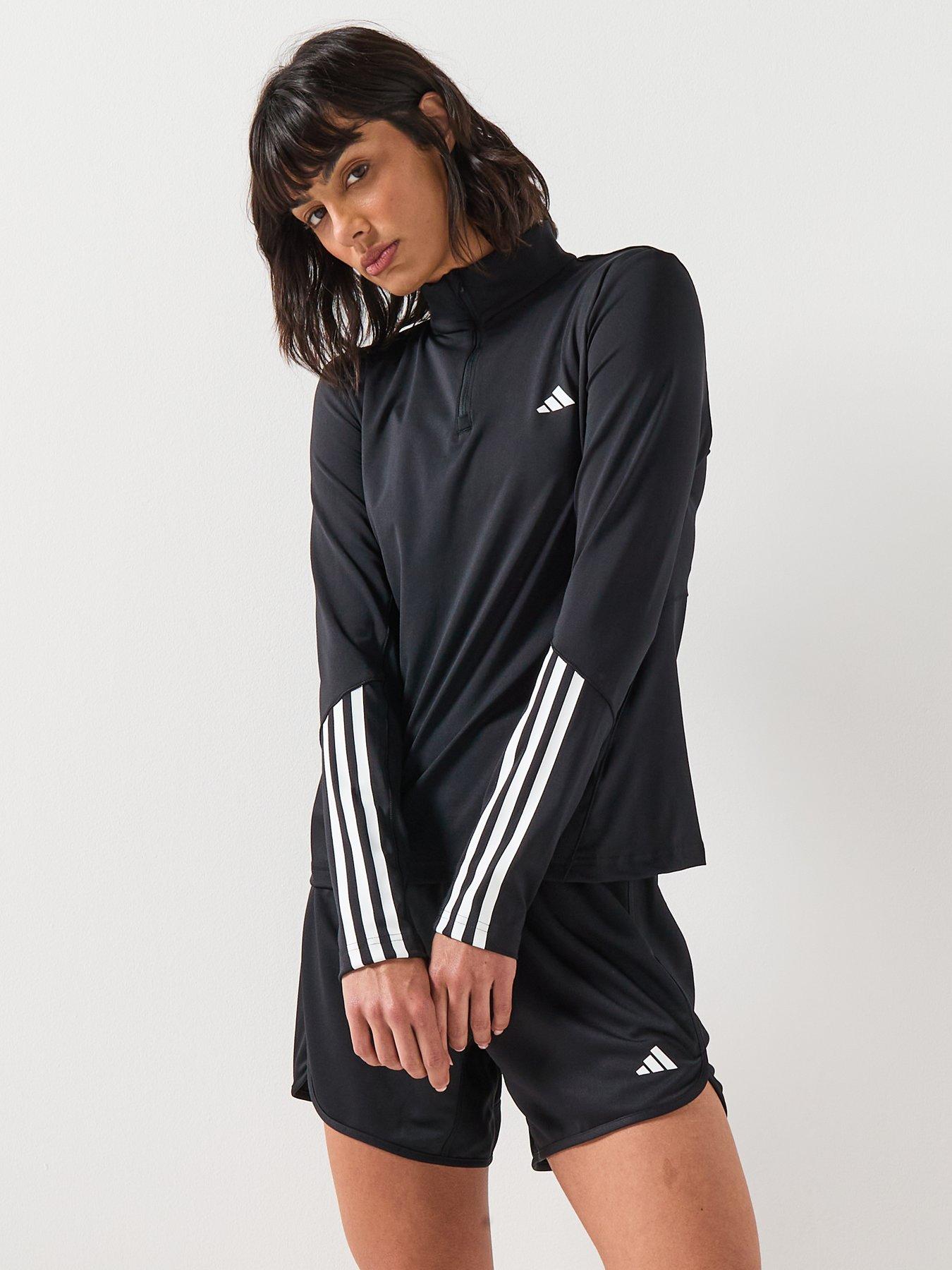 Image 5 of 5 of adidas Womens Training Hyperglam 1/4 Zip - Blac - Black/White