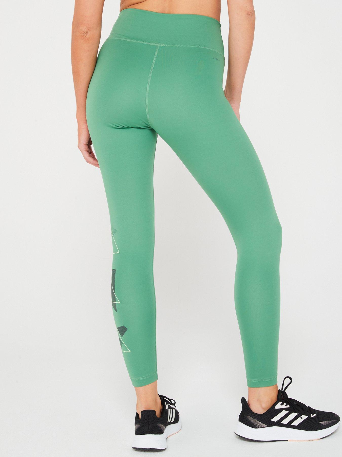 image of adidas-womens-train-essentials-brand-love-78-tights-green