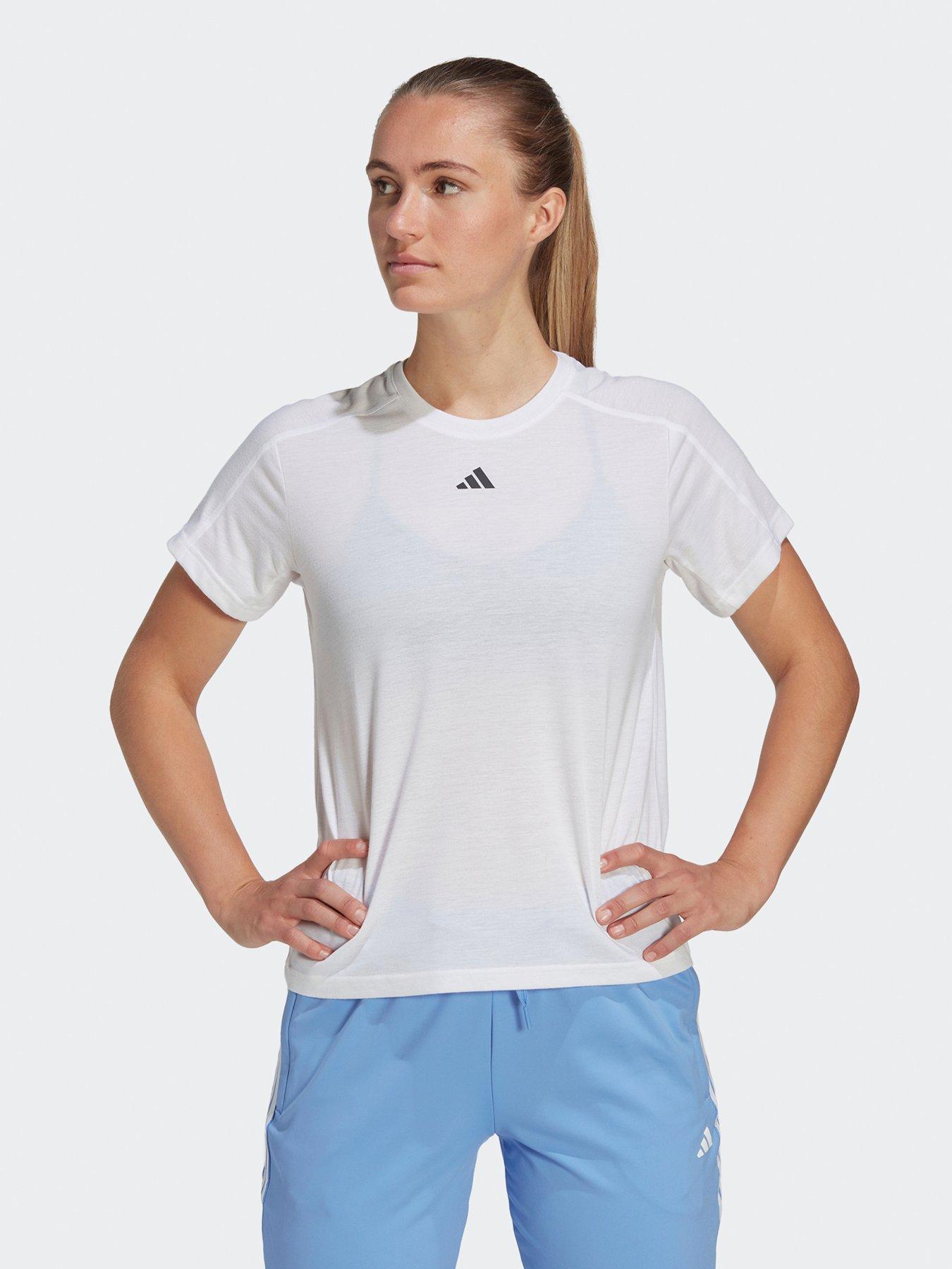 undefined Womens Train Essentials Minimal Branding Crew Neck T-Shirt- White