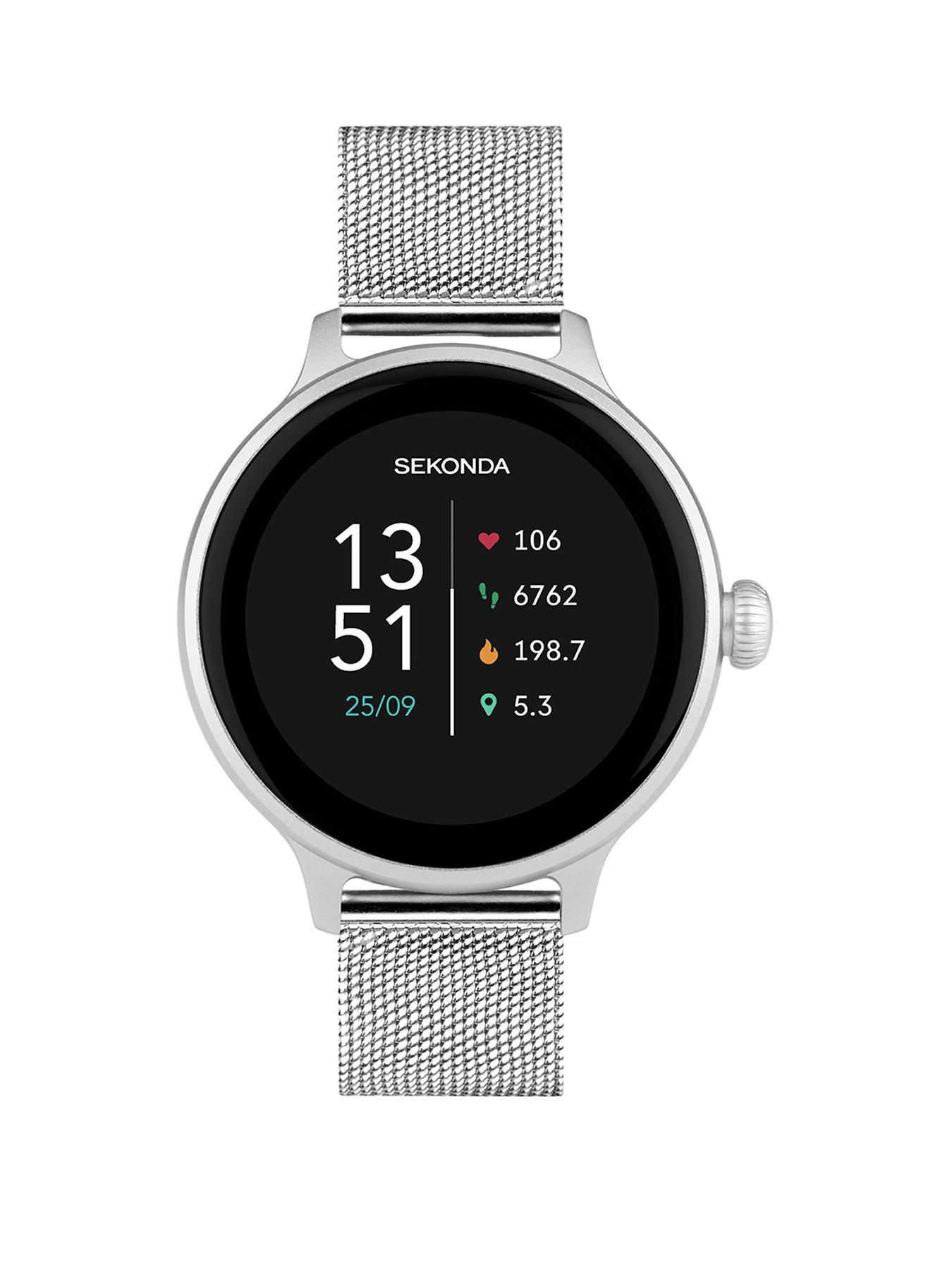  image of sekonda-womens-connect-silver-stainless-steel-mesh-bracelet-smartwatch