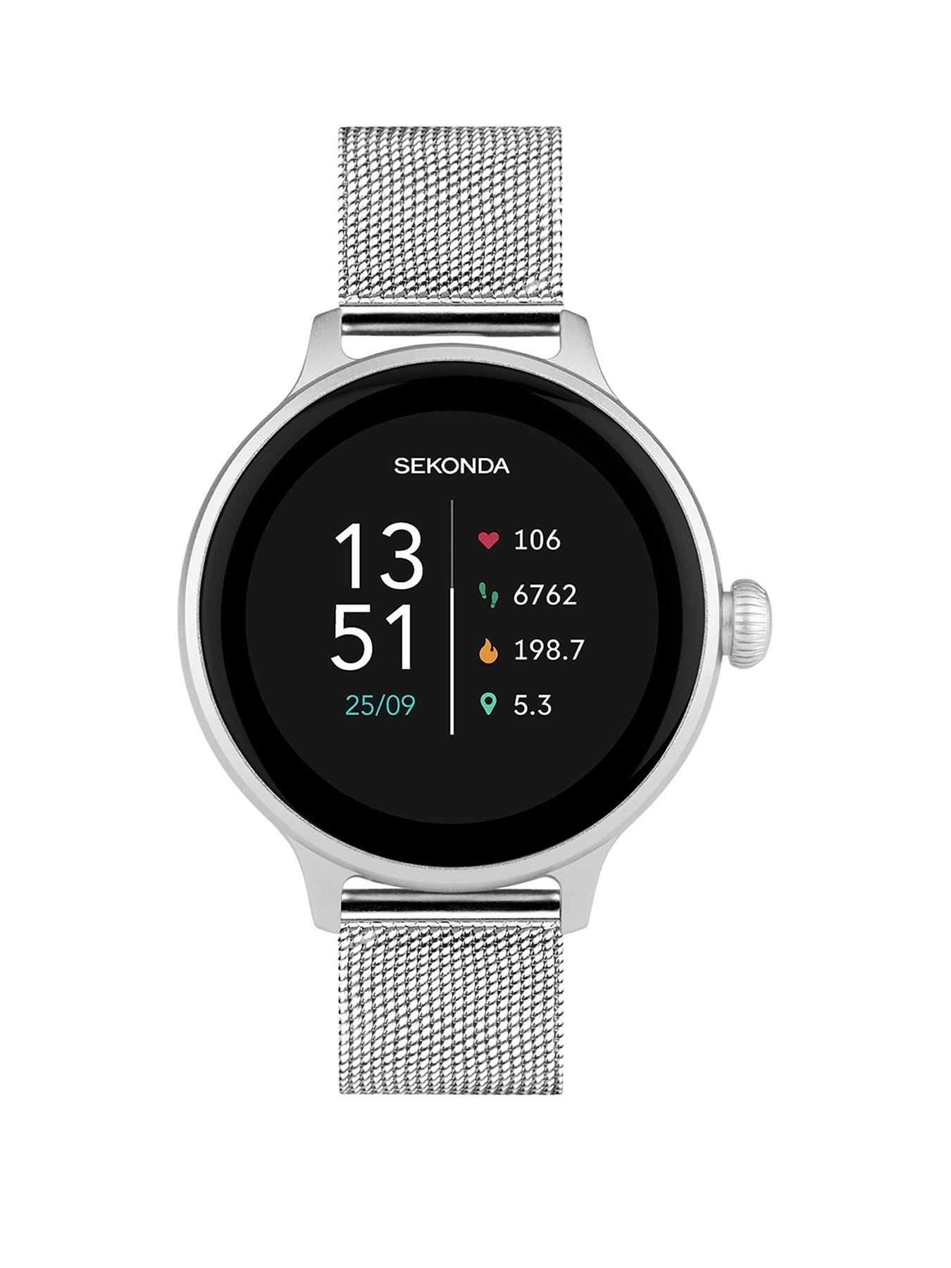 Sekonda Womens Connect Silver Stainless Steel Mesh Bracelet Smartwatch